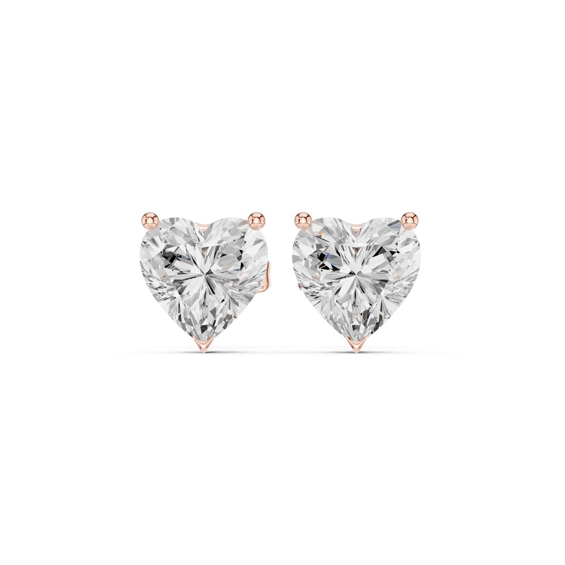 Heart Cut Solitaire Diamond Stud Earrings