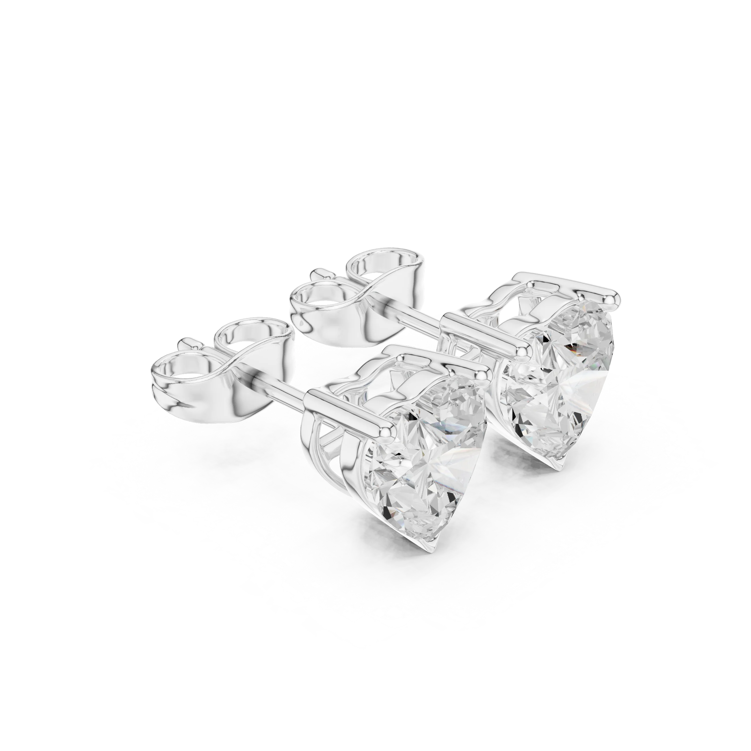 Heart Cut Solitaire Diamond Stud Earrings
