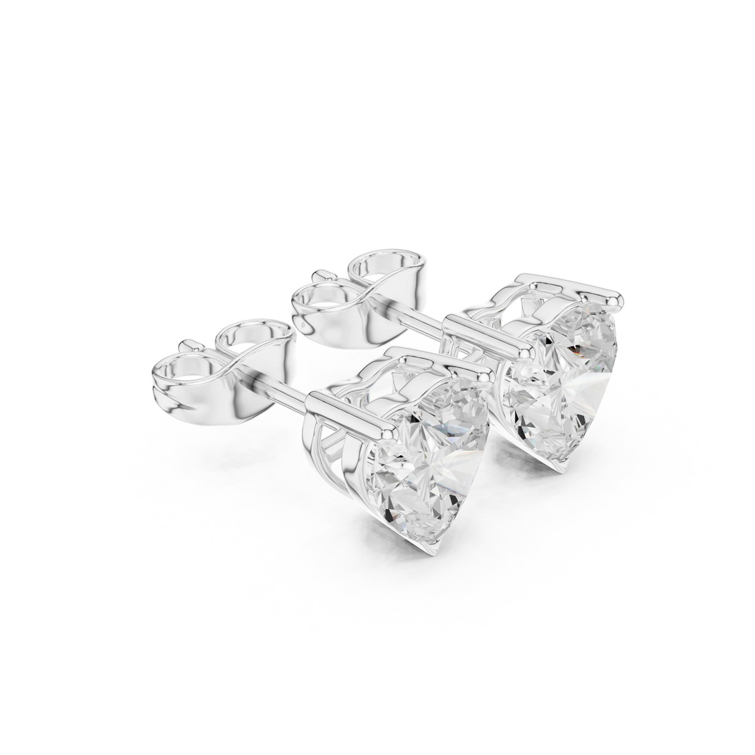Heart Cut Solitaire Diamond Stud Earrings