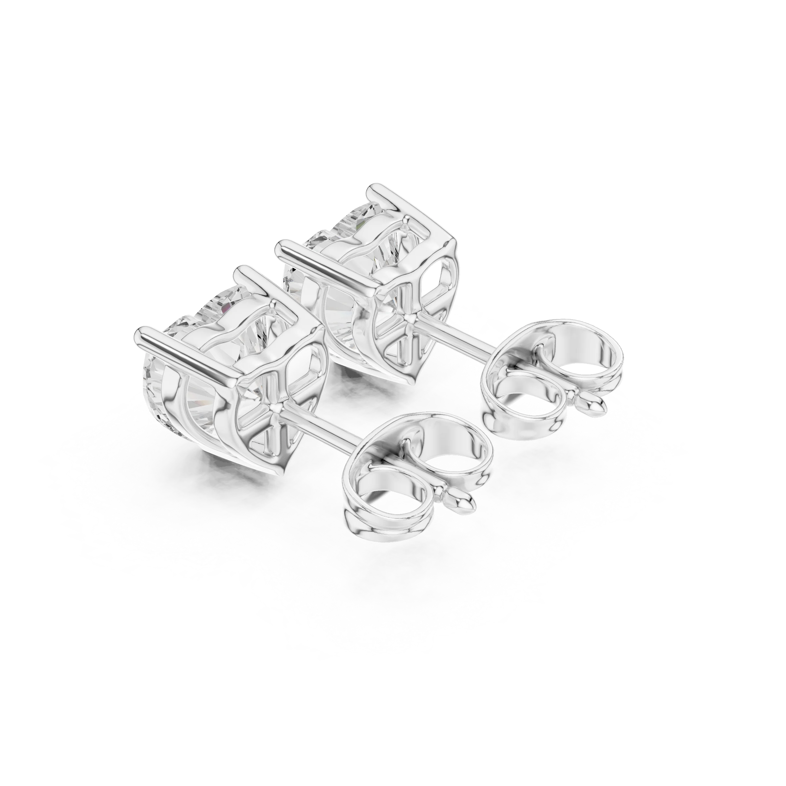 Heart Cut Solitaire Diamond Stud Earrings