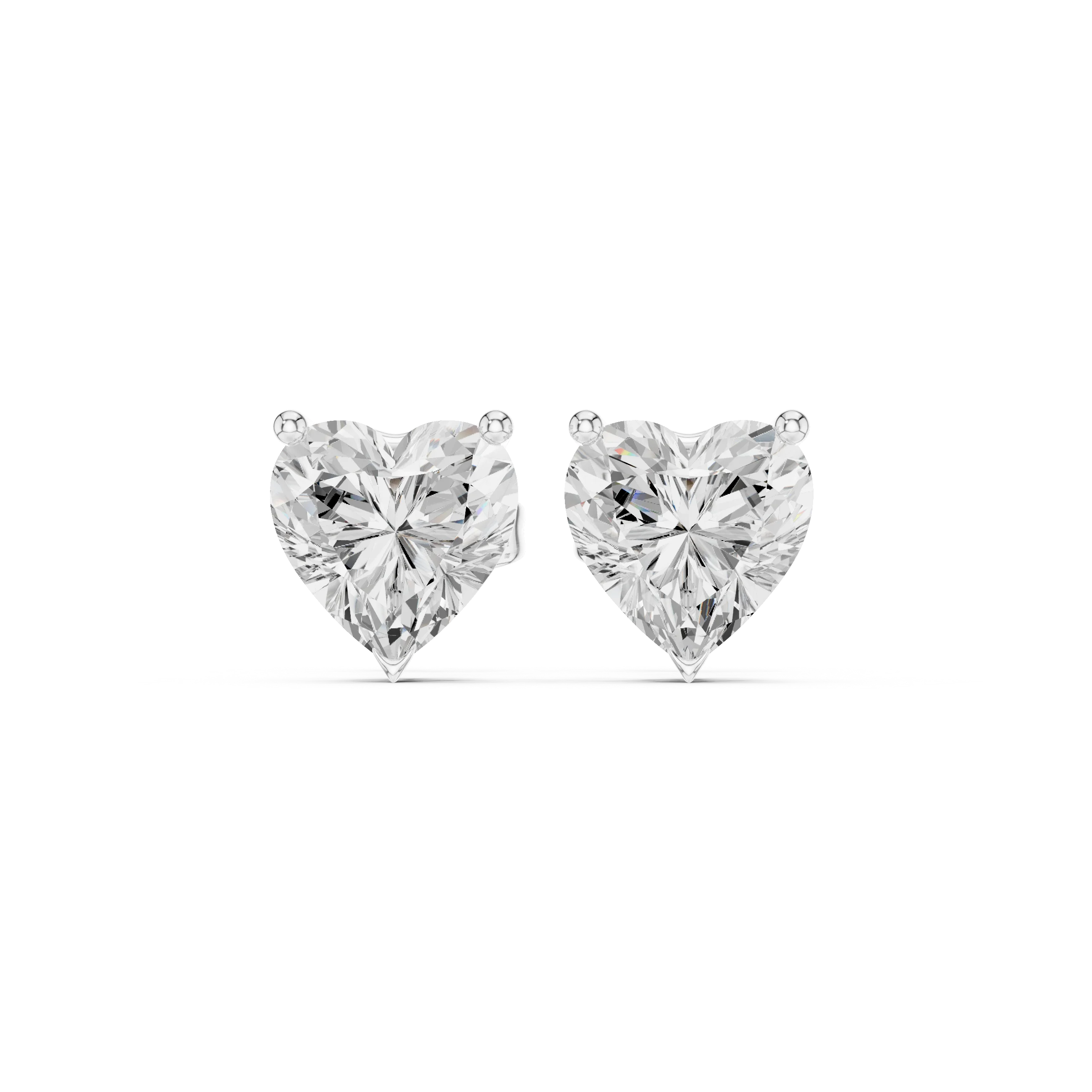 Heart Cut Solitaire Diamond Stud Earrings