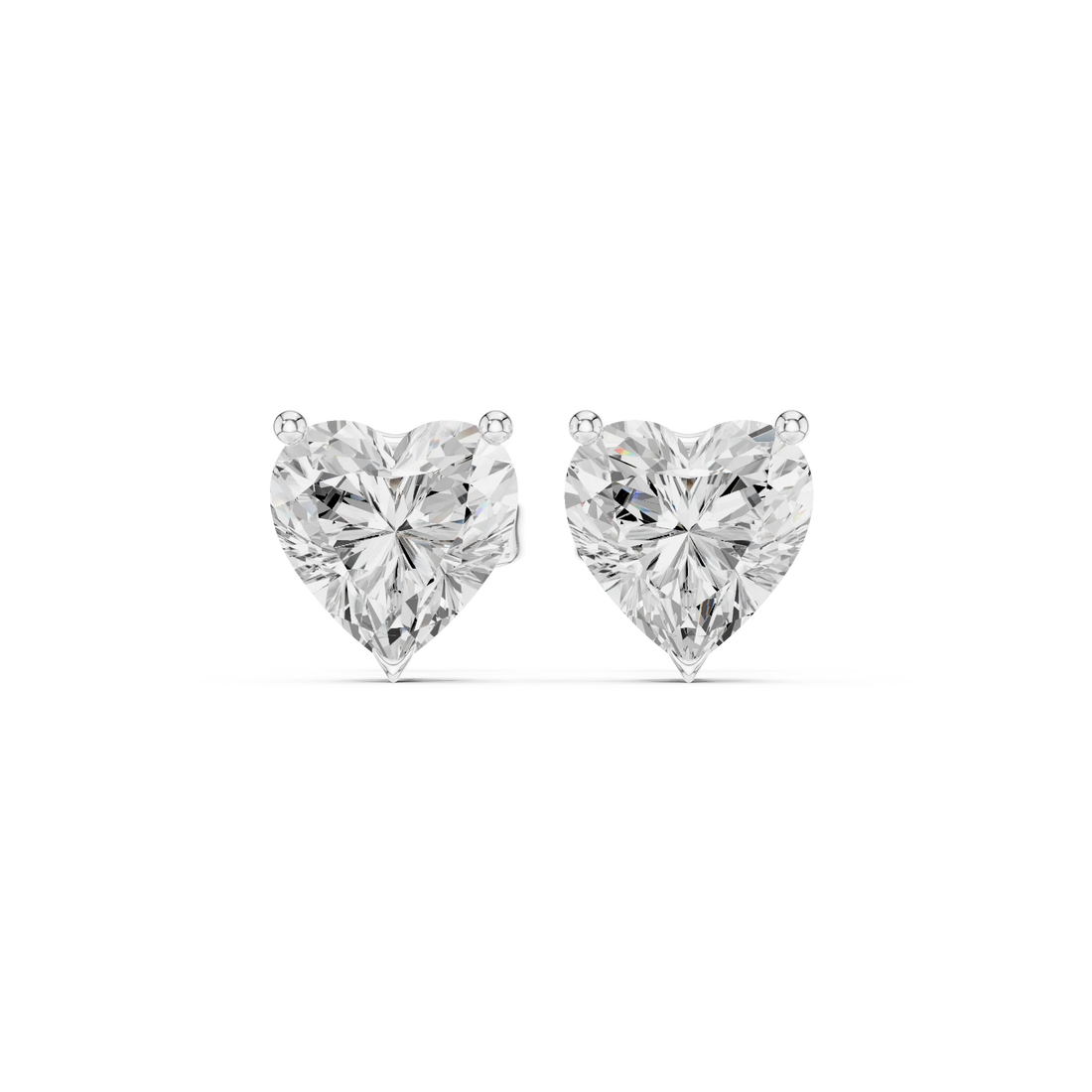 Heart Cut Solitaire Diamond Stud Earrings