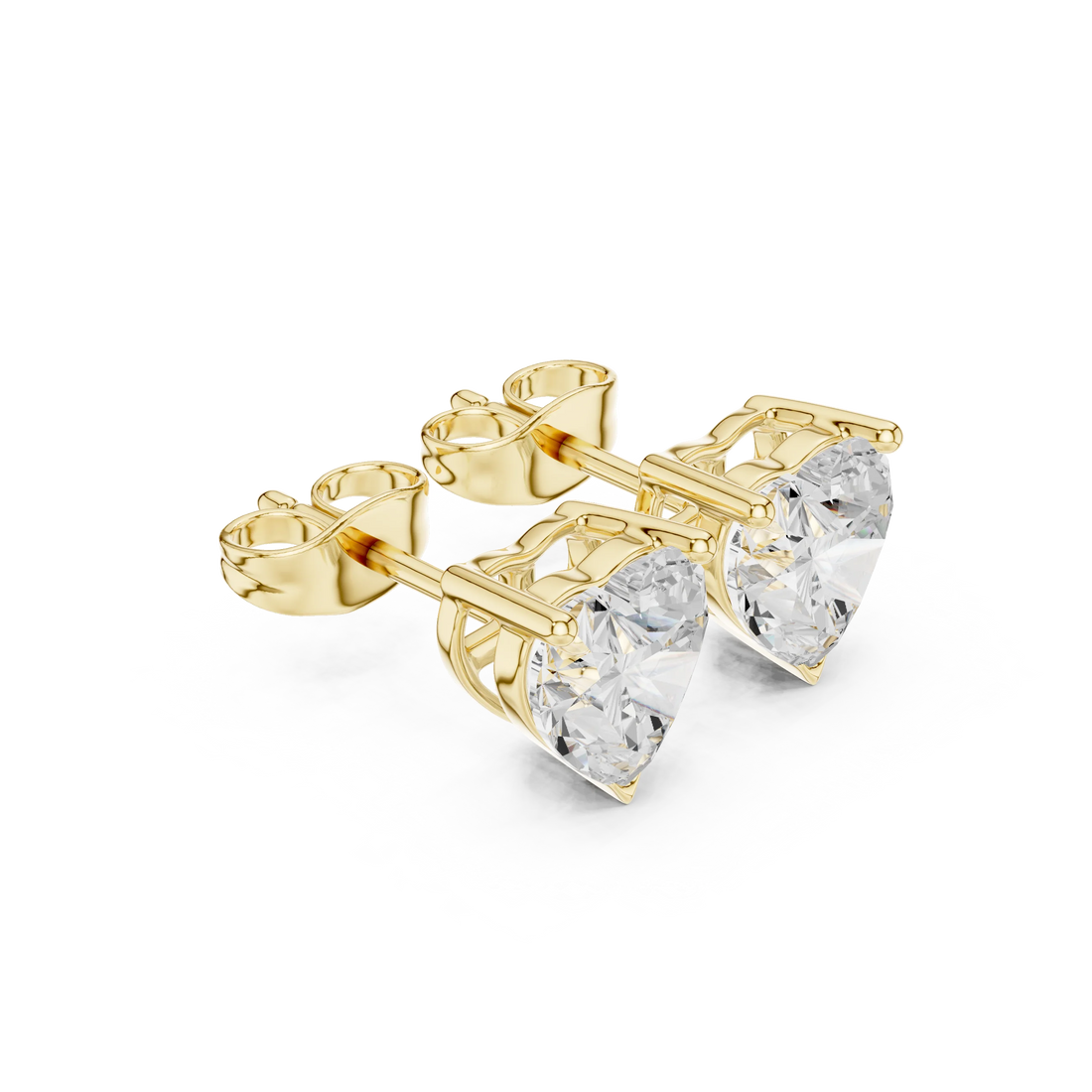 Heart Cut Solitaire Diamond Stud Earrings