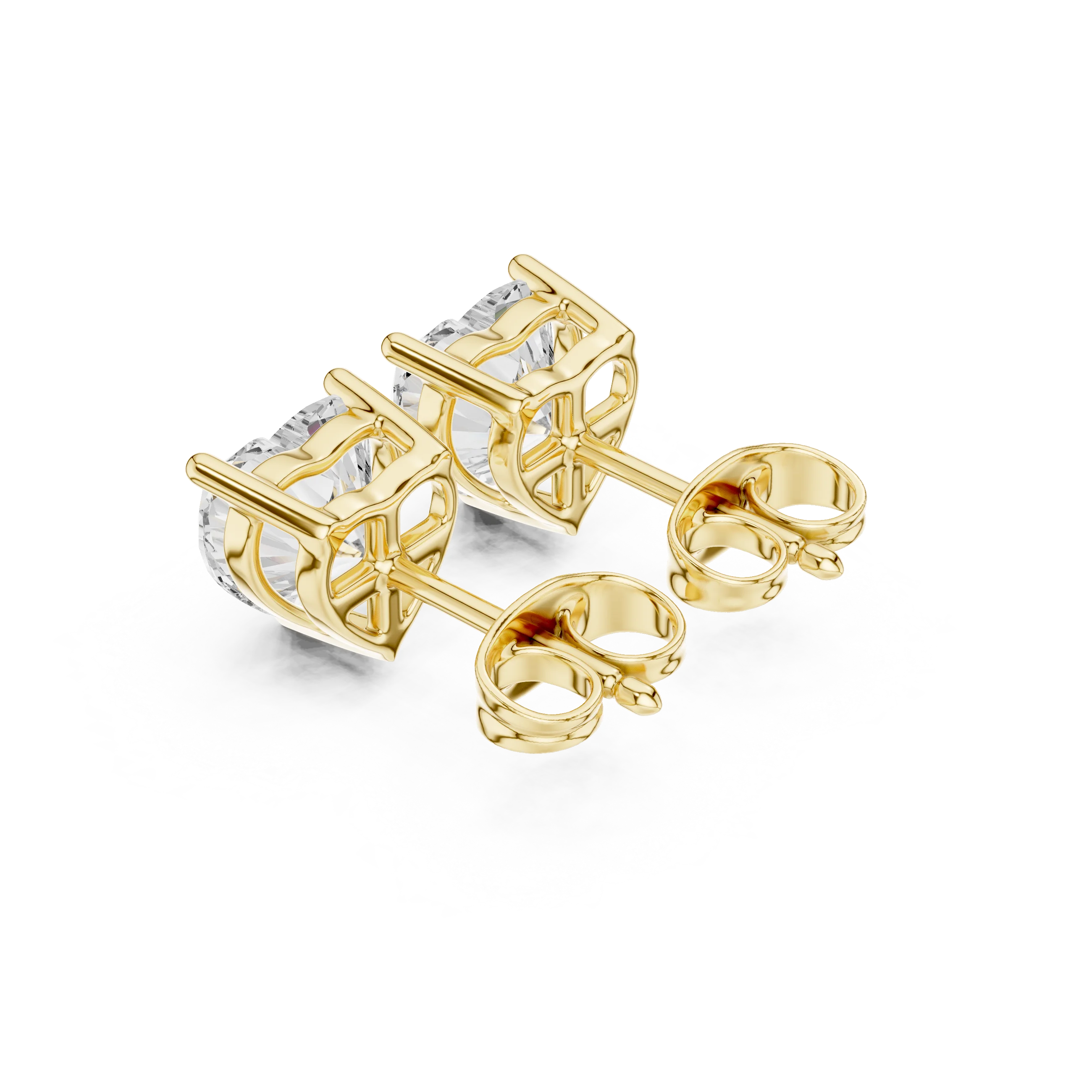Heart Cut Solitaire Diamond Stud Earrings