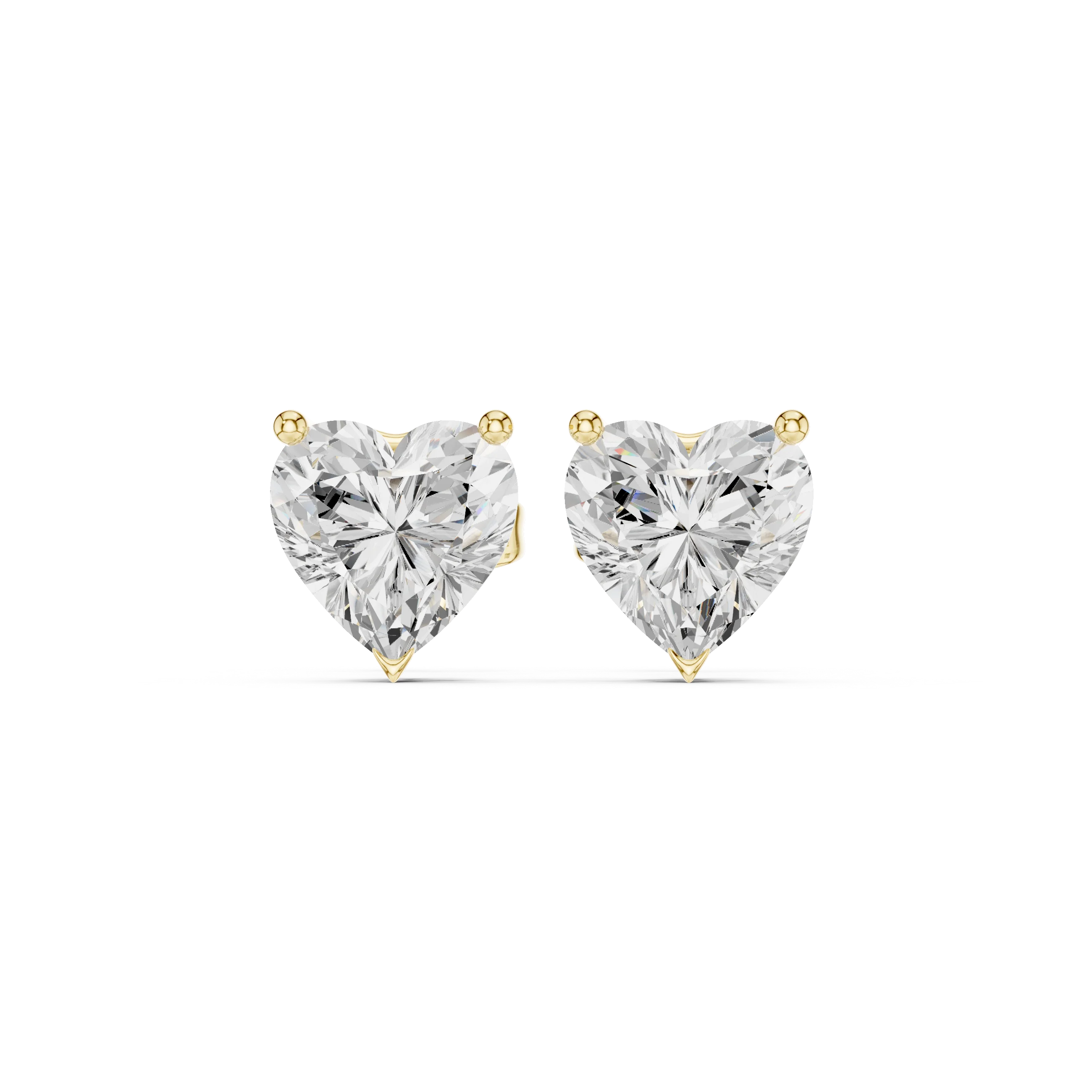 Heart Cut Solitaire Diamond Stud Earrings