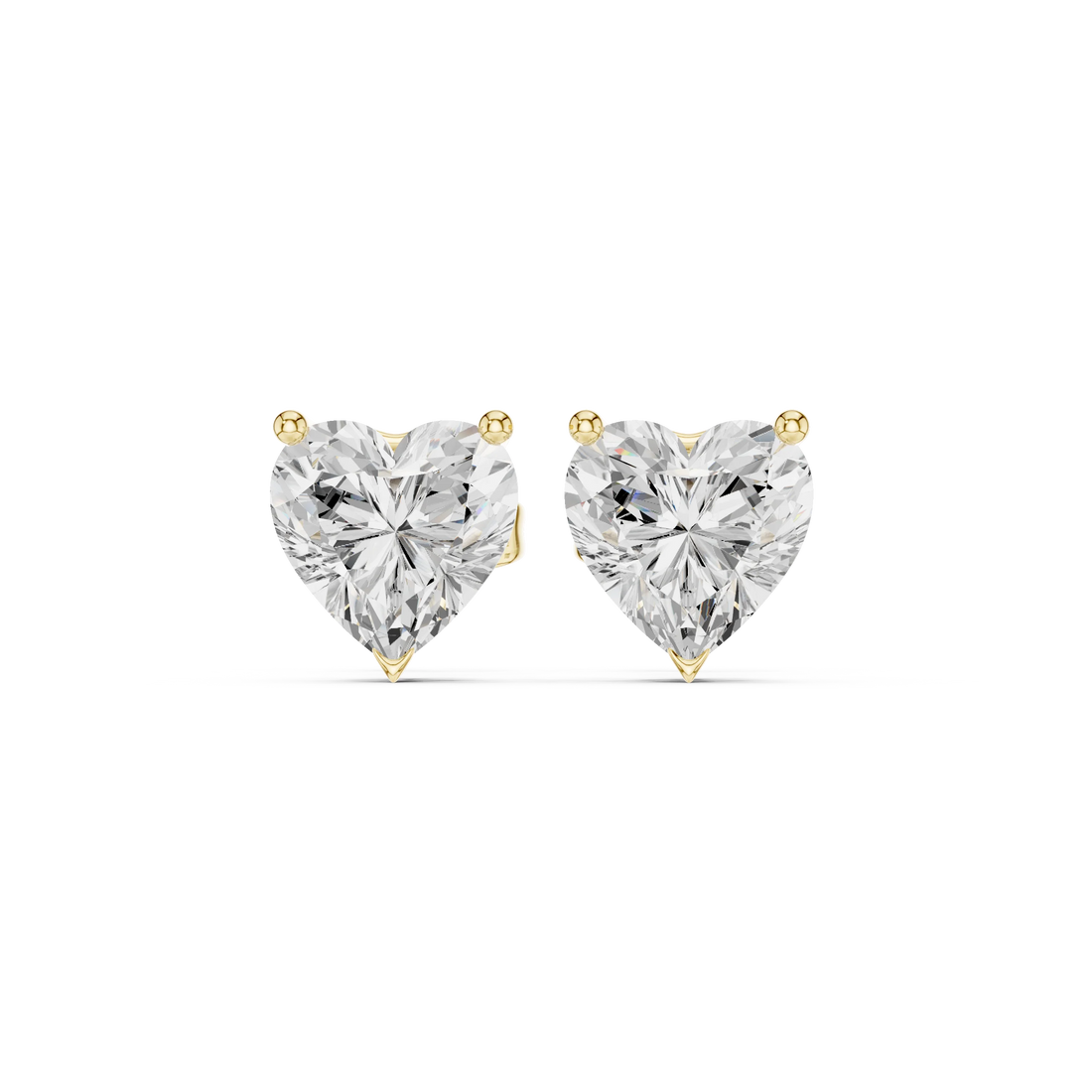 Heart Cut Solitaire Diamond Stud Earrings