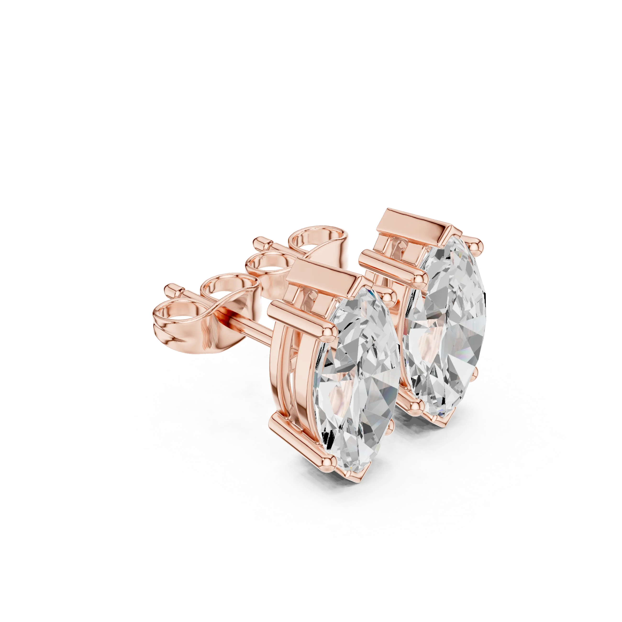 Marquise Cut Solitaire Diamond Stud Earrings