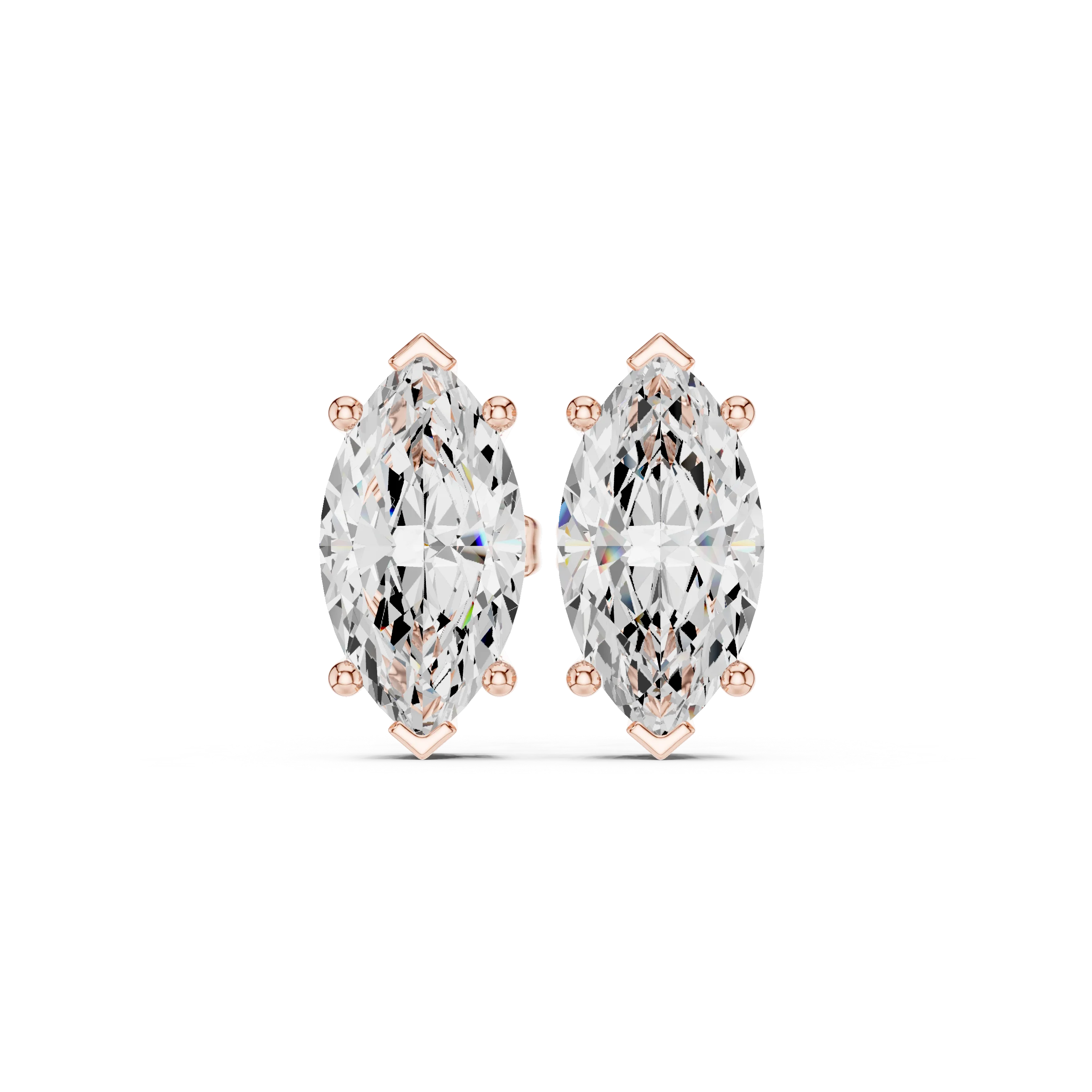 Marquise Cut Solitaire Diamond Stud Earrings