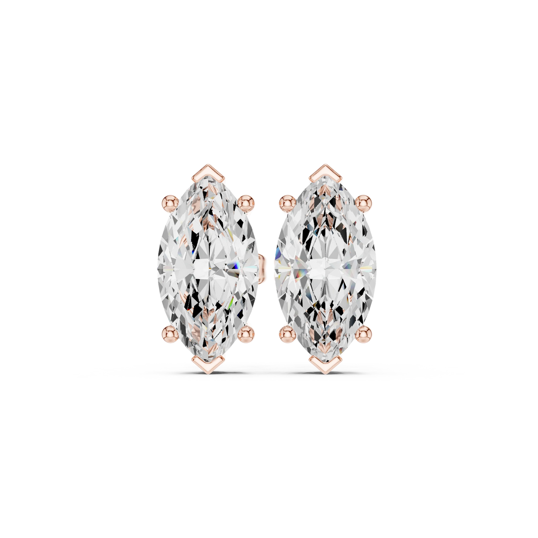 Marquise Cut Solitaire Diamond Stud Earrings