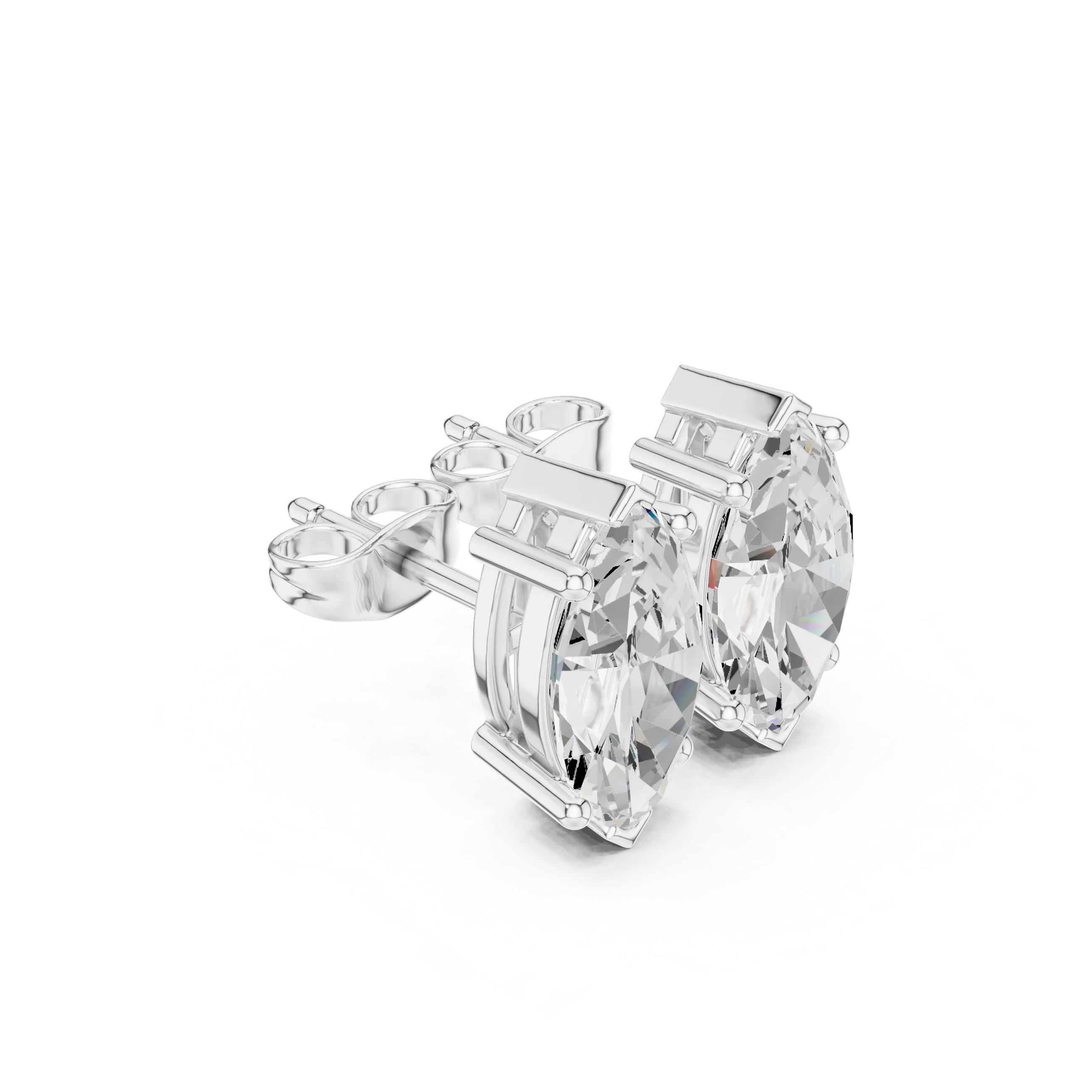 Marquise Cut Solitaire Diamond Stud Earrings