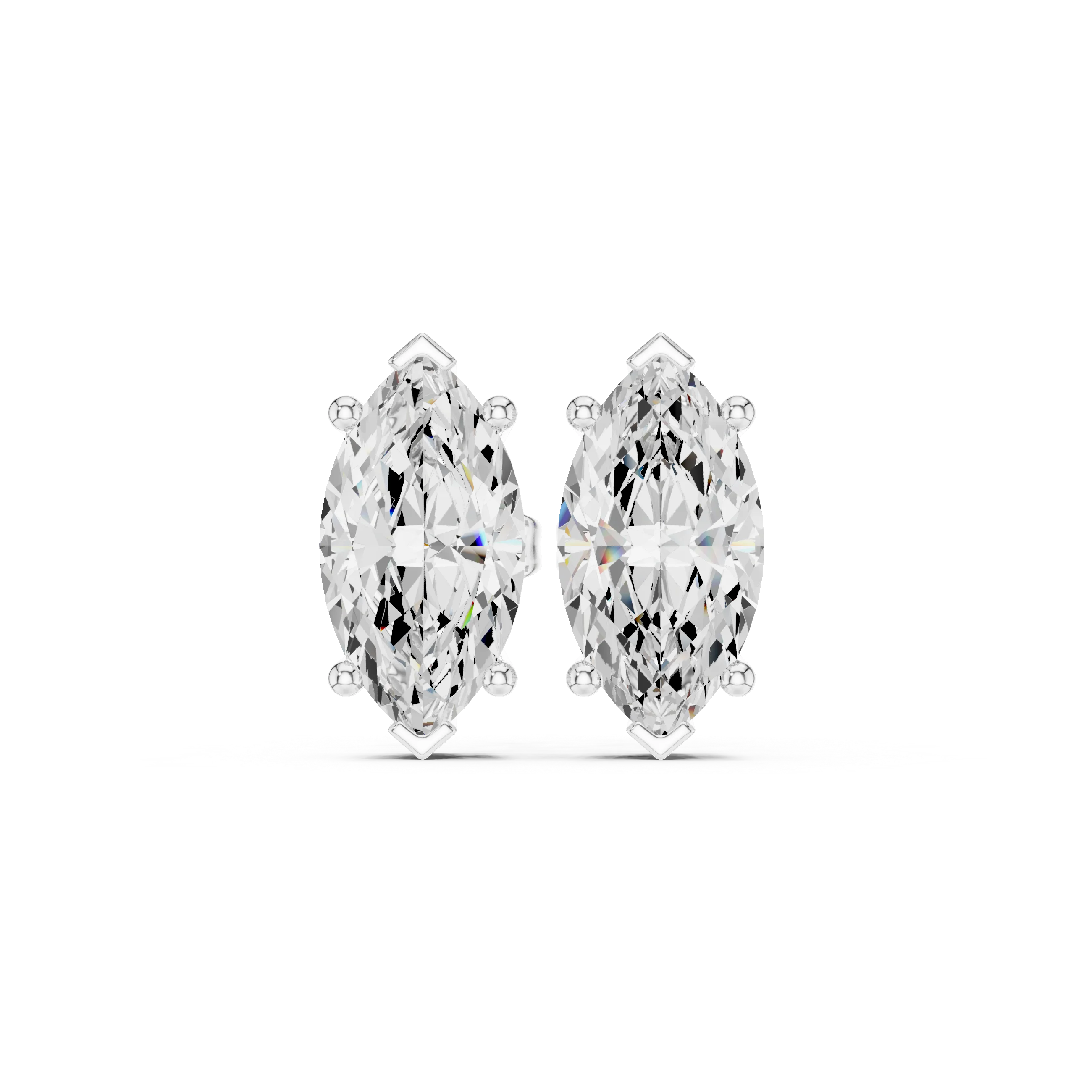 Marquise Cut Solitaire Diamond Stud Earrings