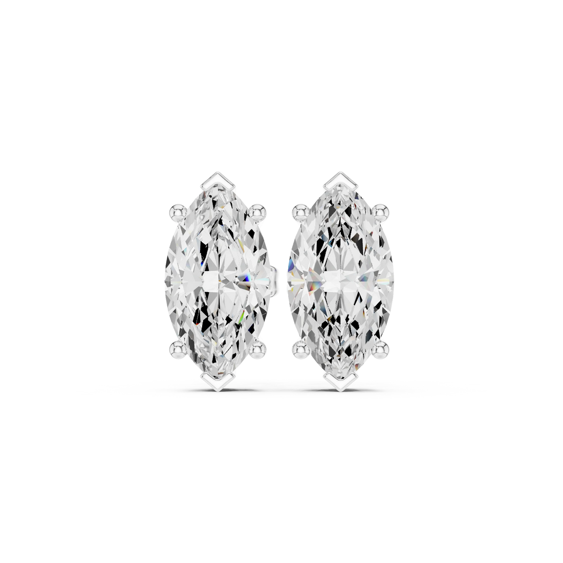 Marquise Cut Solitaire Diamond Stud Earrings