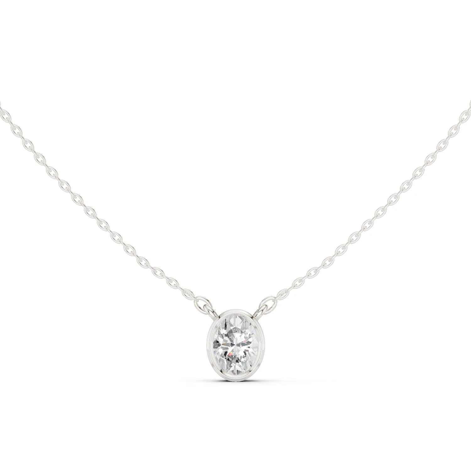 Aureva Oval Bezel Solitaire Diamond Pendant
