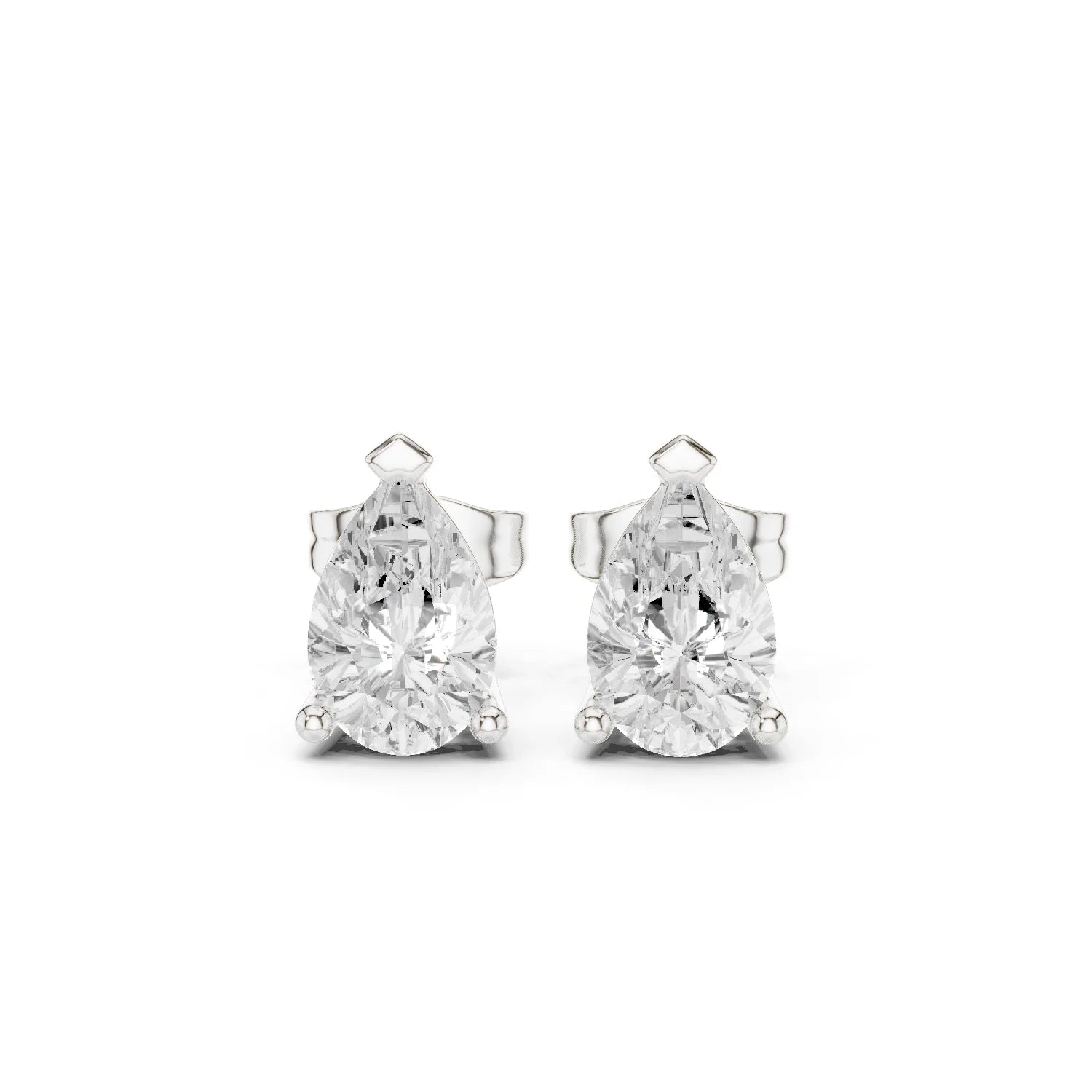 Pure Pear Solitaire Diamond Stud Earrings