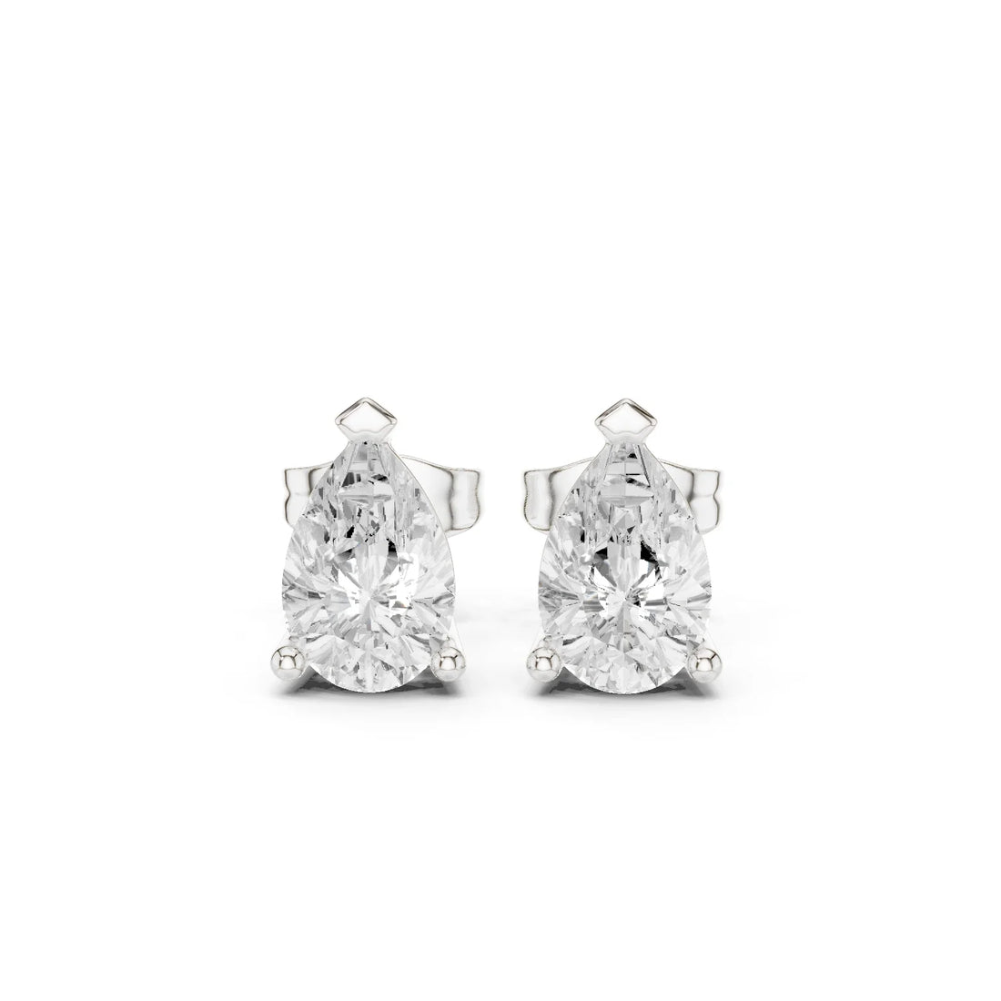 Pure Pear Solitaire Diamond Stud Earrings