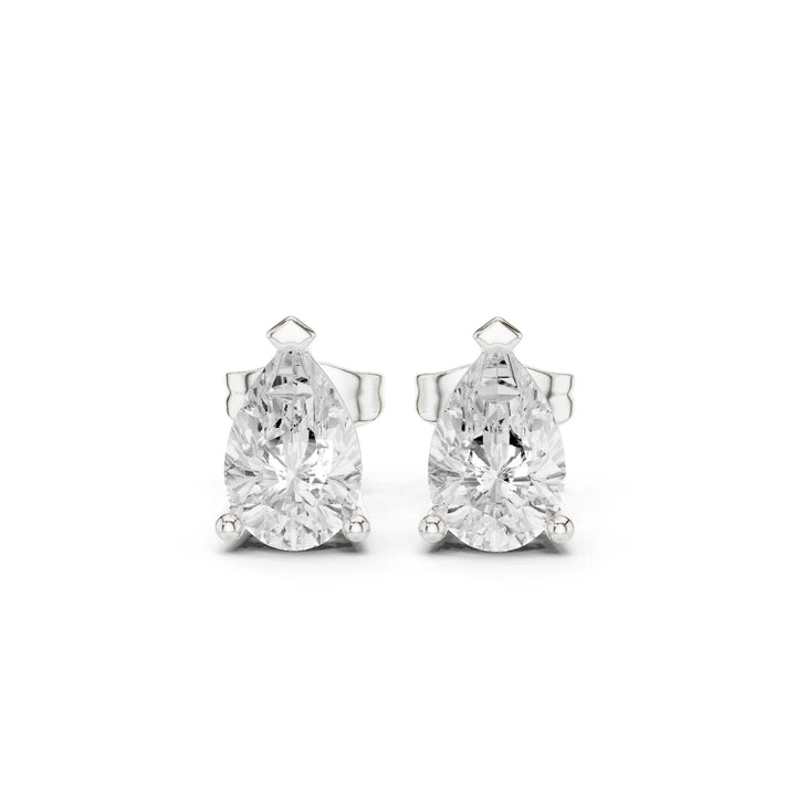 Pure Pear Solitaire Diamond Stud Earrings