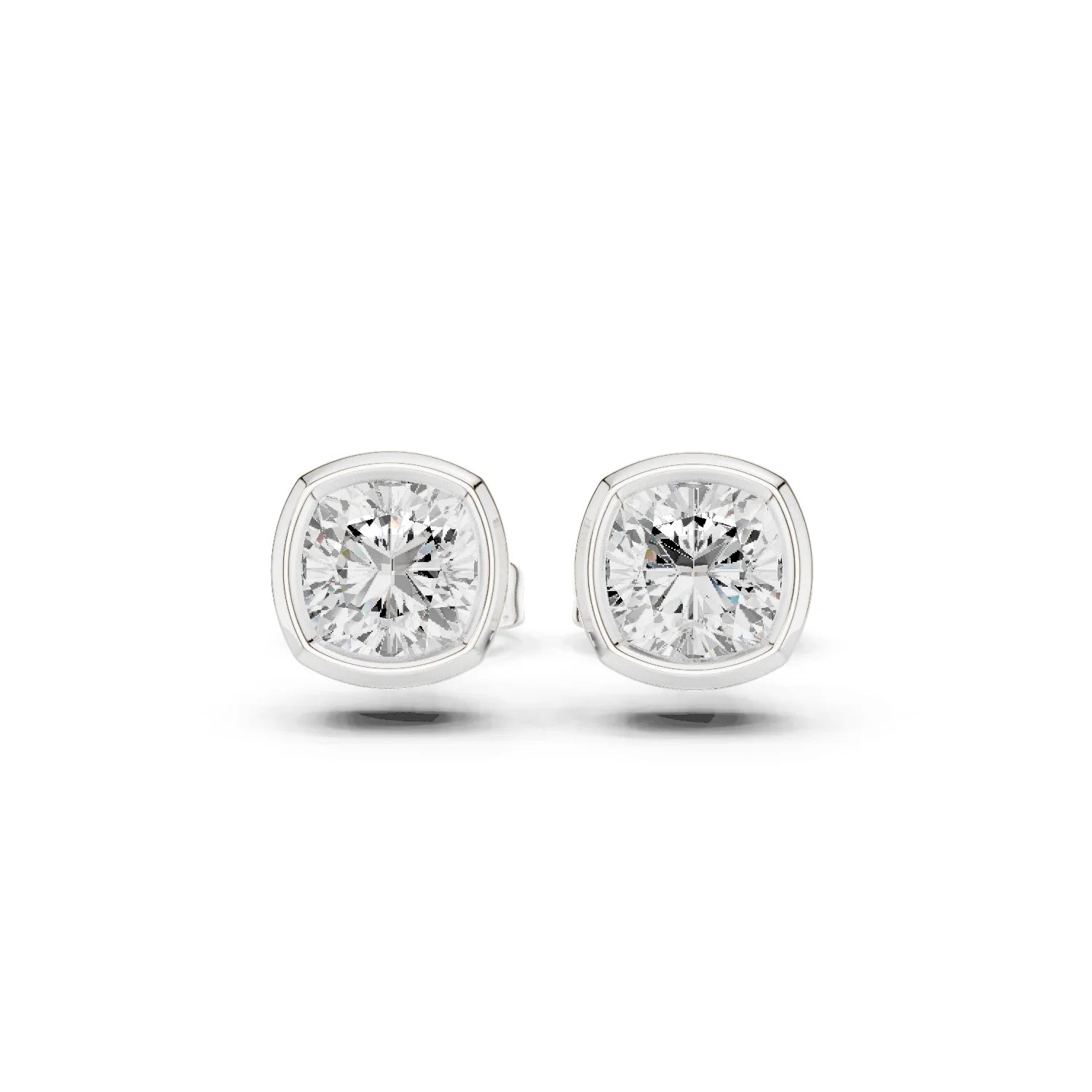 Lunaria Cushion Bezel Diamond Stud Earrings