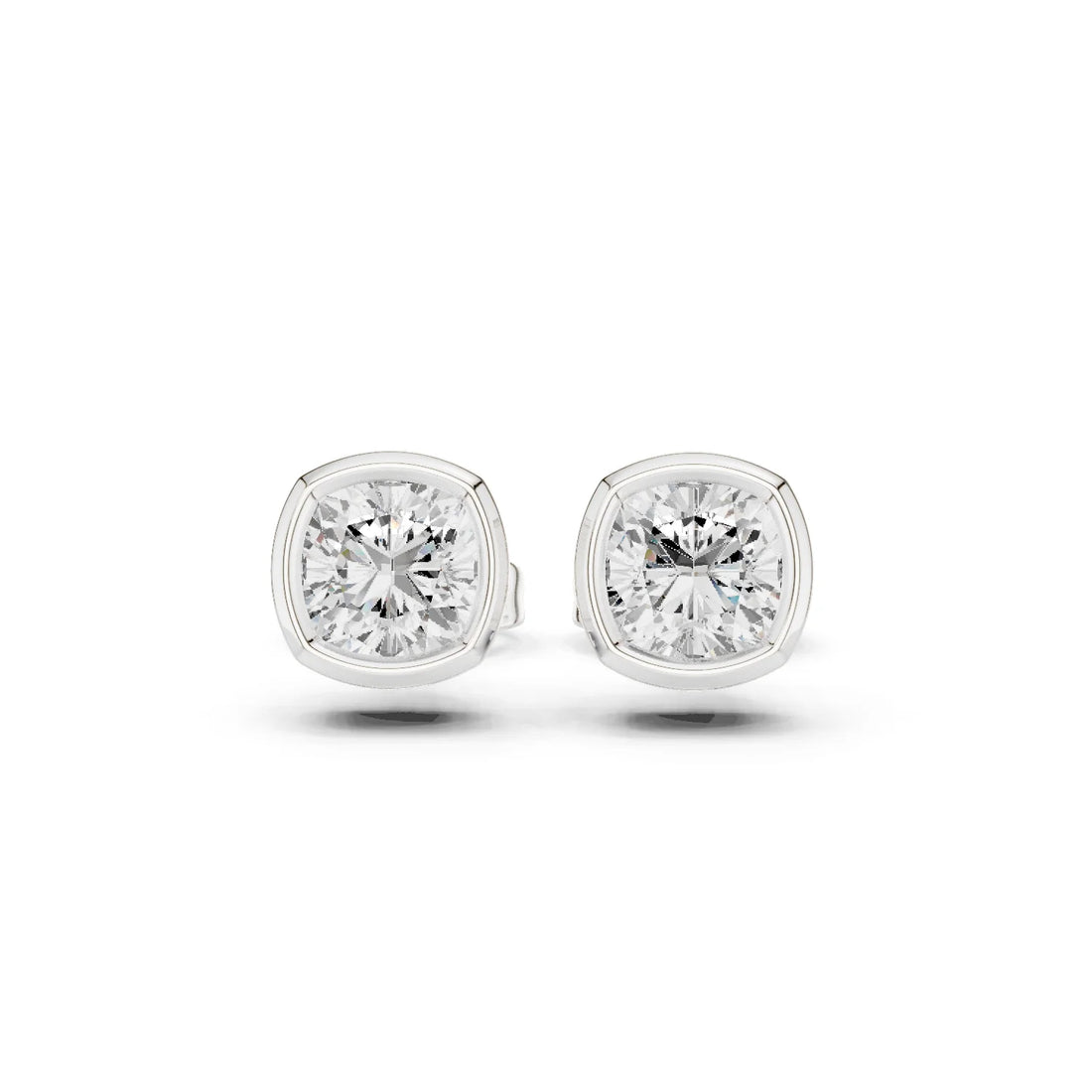 Lunaria Cushion Bezel Diamond Stud Earrings