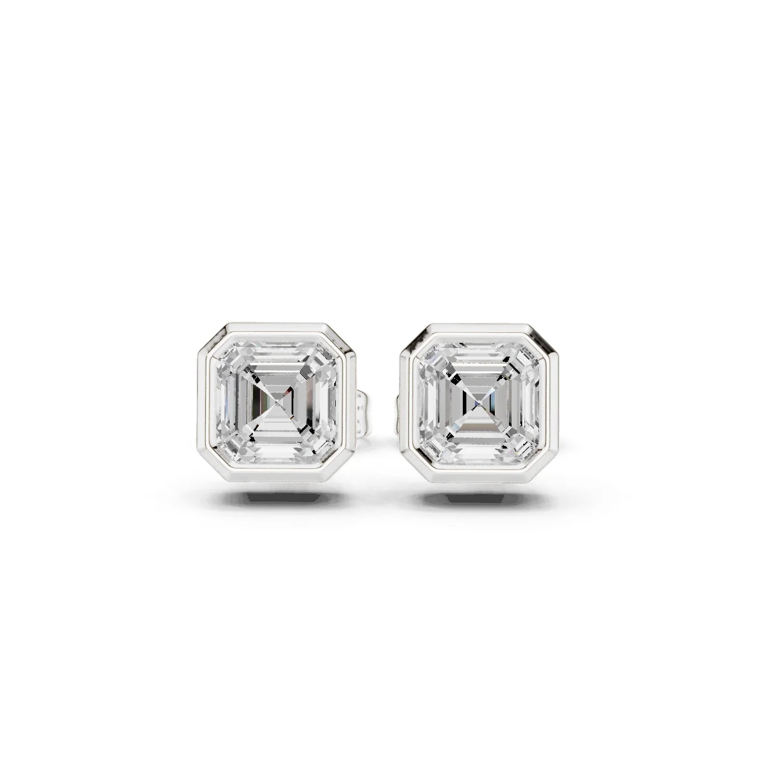 Celestia Asscher Bezel Diamond Stud Earrings