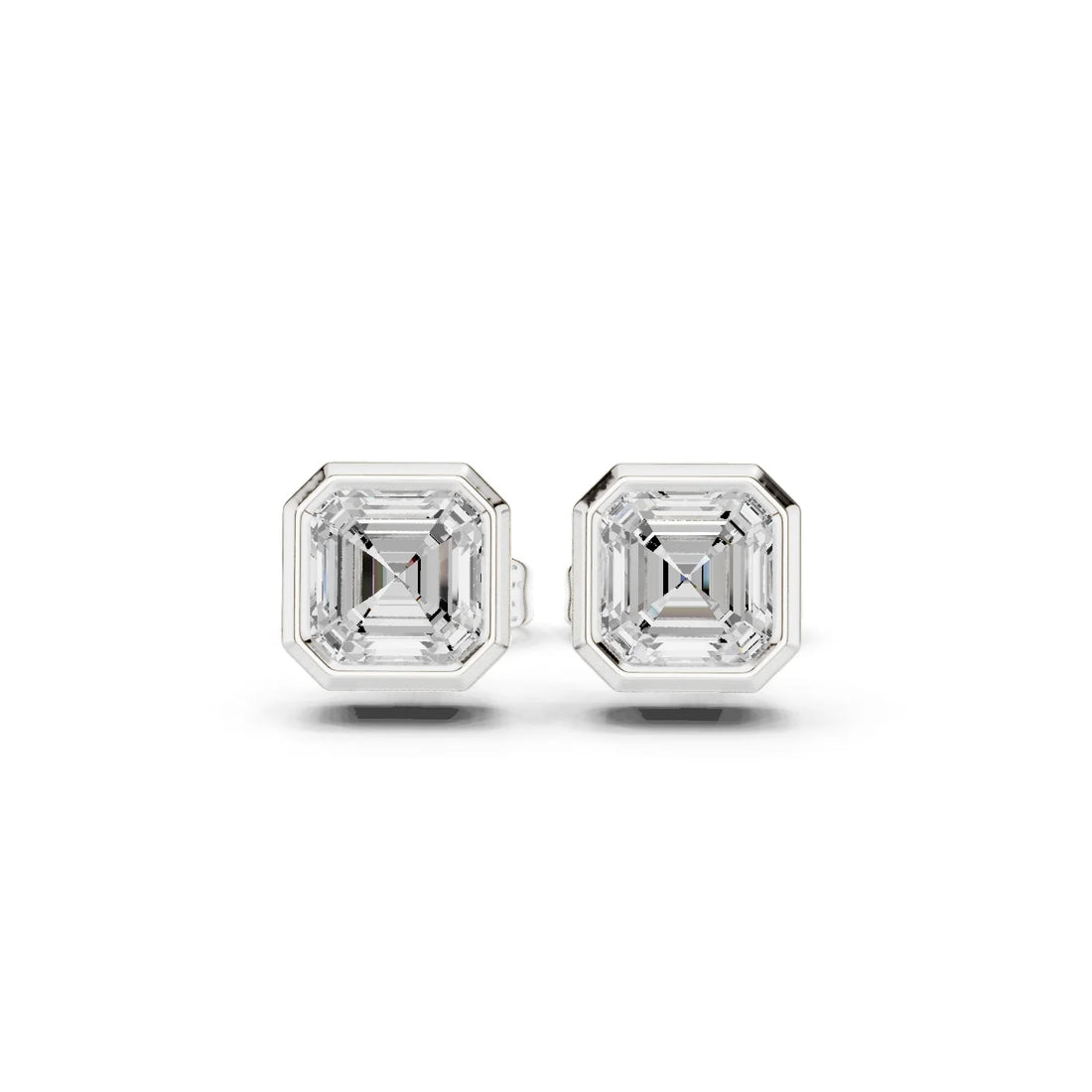 Celestia Asscher Bezel Diamond Stud Earrings