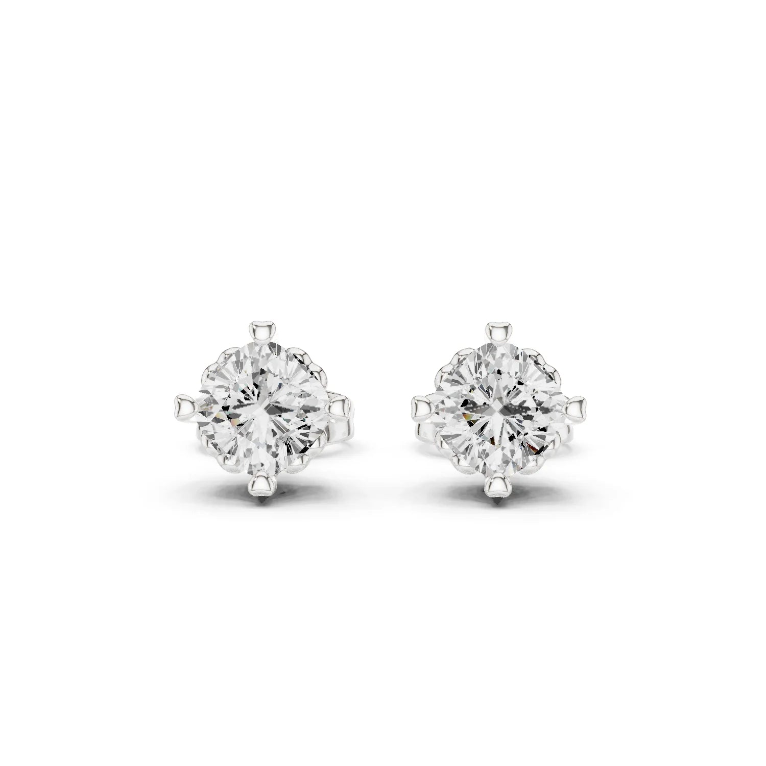 Classic Solitaire Round Diamond Stud Earrings