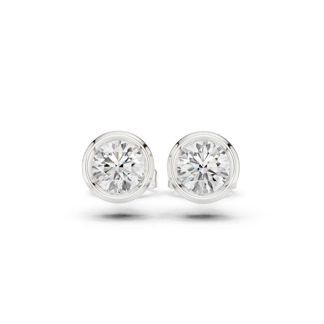 Aurelia Round Bezel Diamond Stud Earrings