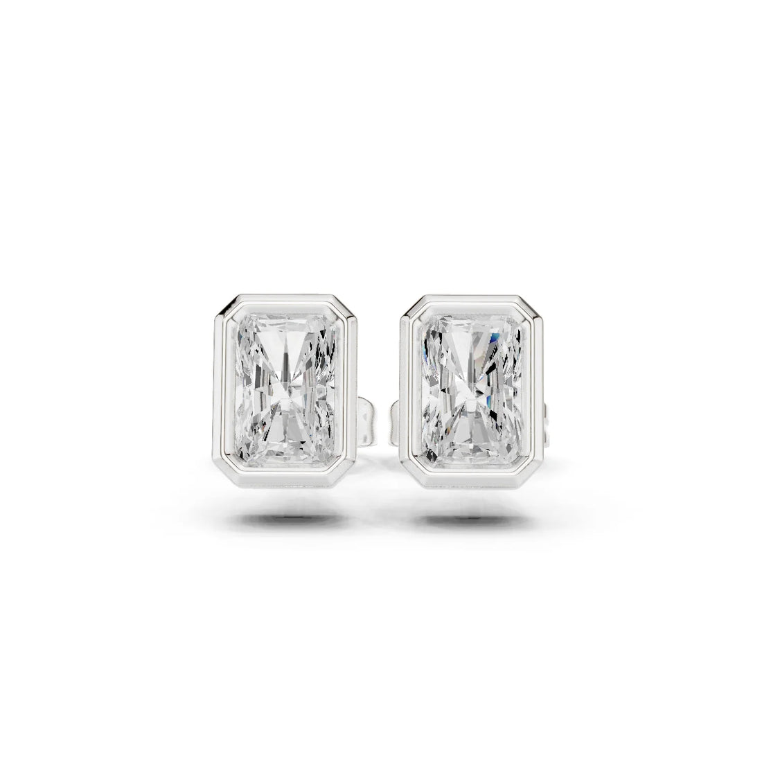 Luminara Radiant Bezel Diamond Stud Earrings