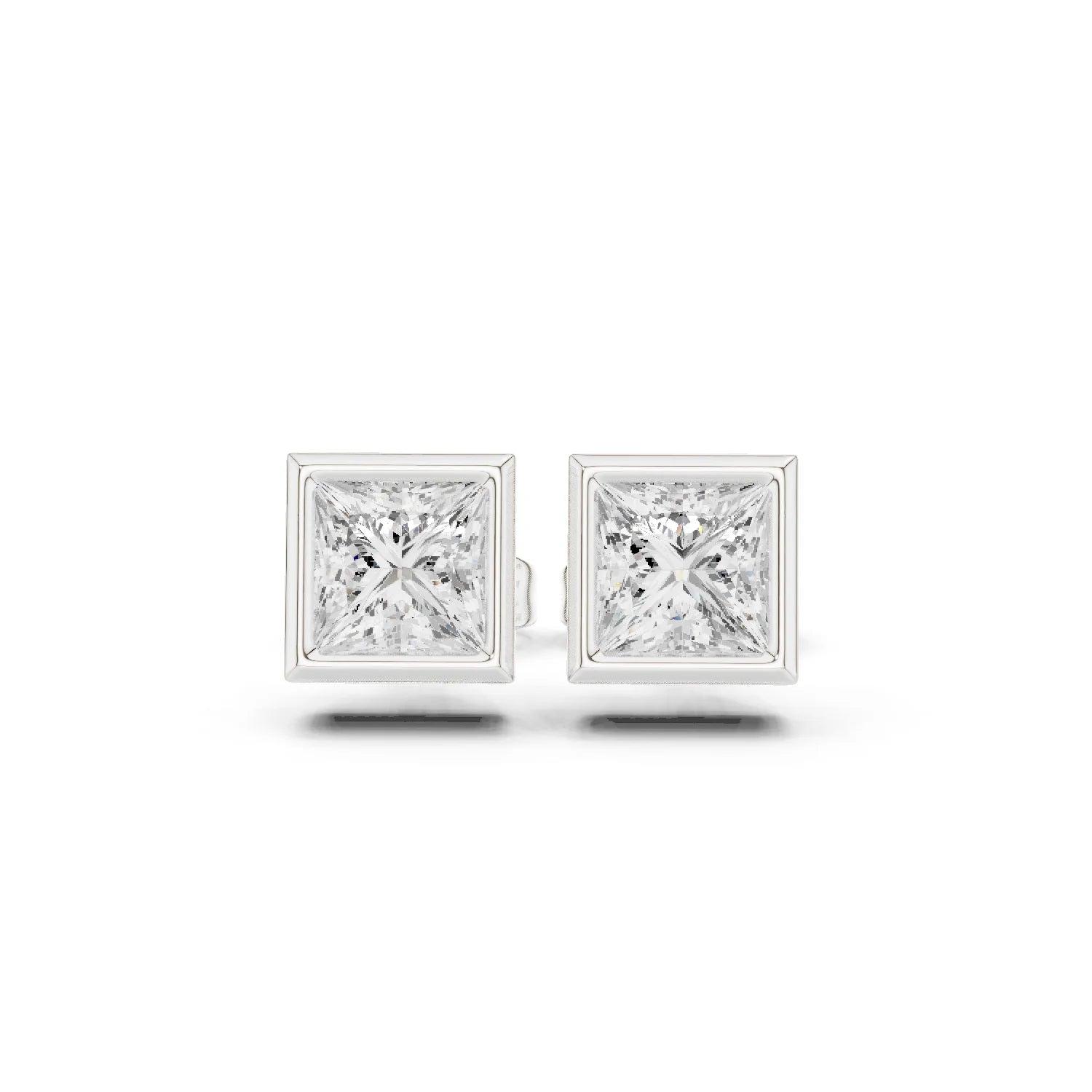 Regalia Princess Bezel Diamond Stud Earrings