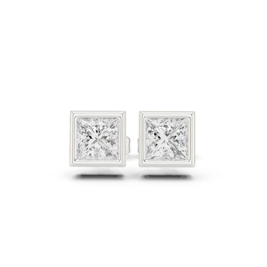 Regalia Princess Bezel Diamond Stud Earrings