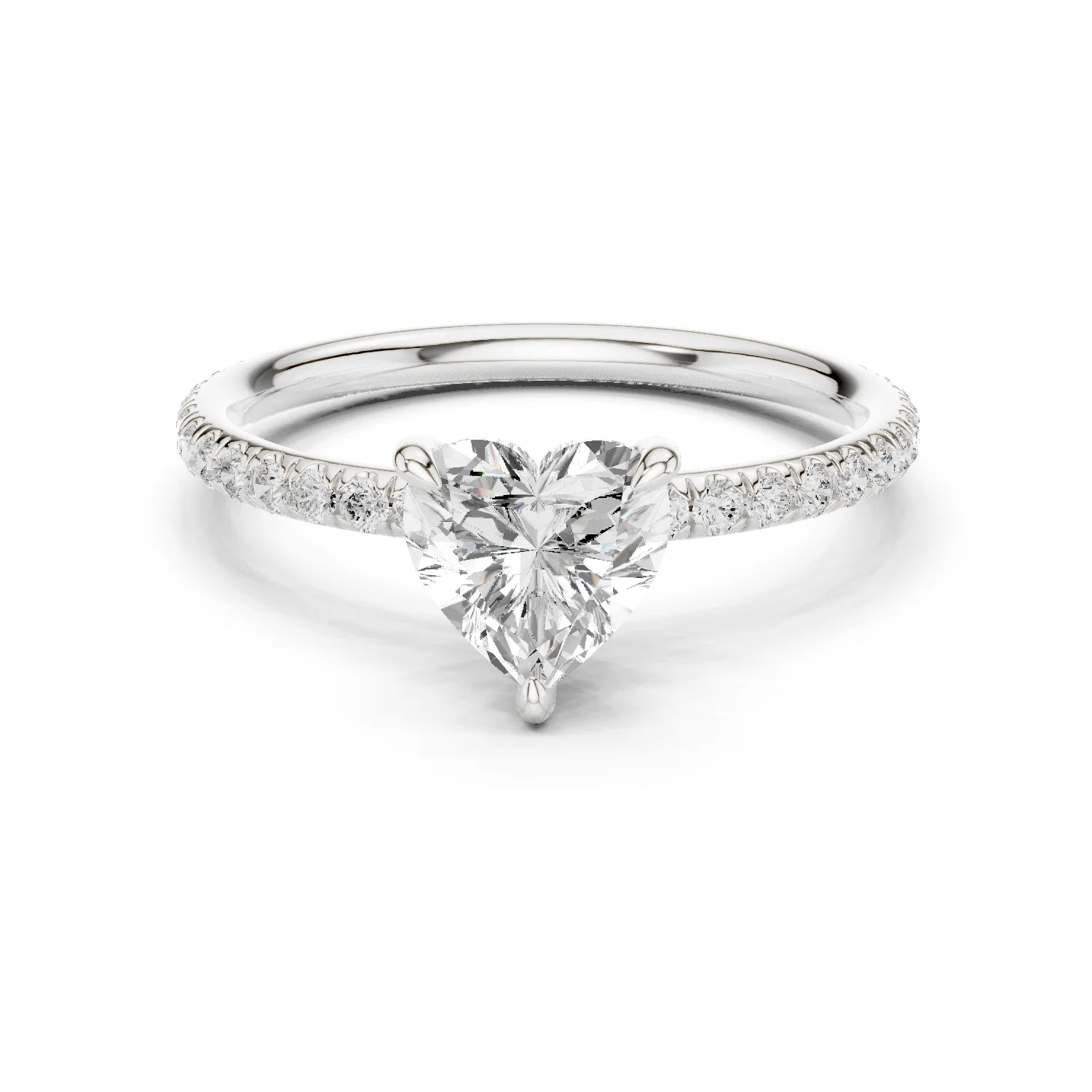 Heart Cut Diamond Pave Engagement Ring
