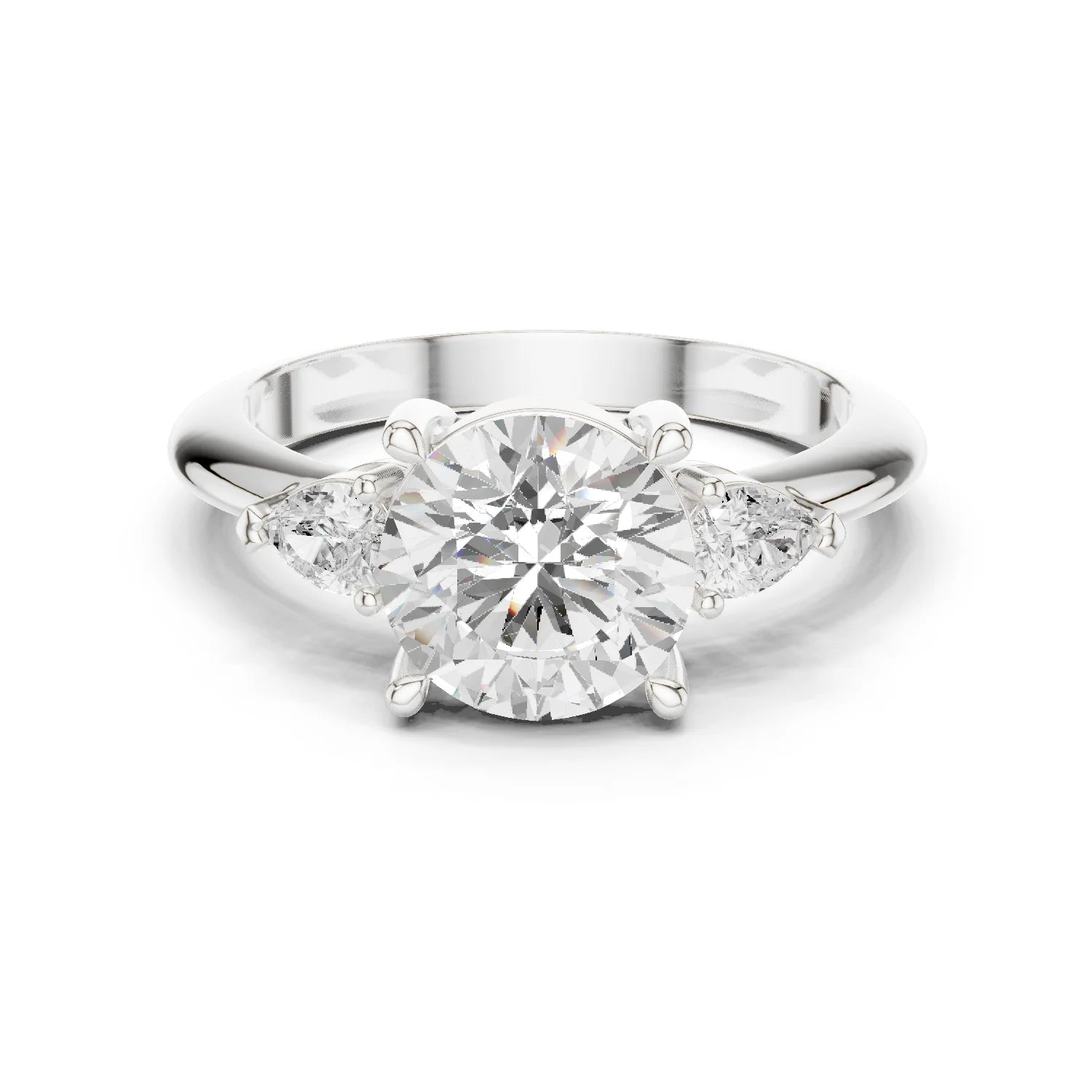 Round Diamond Solitaire Engagement Ring with Hidden Side Accent