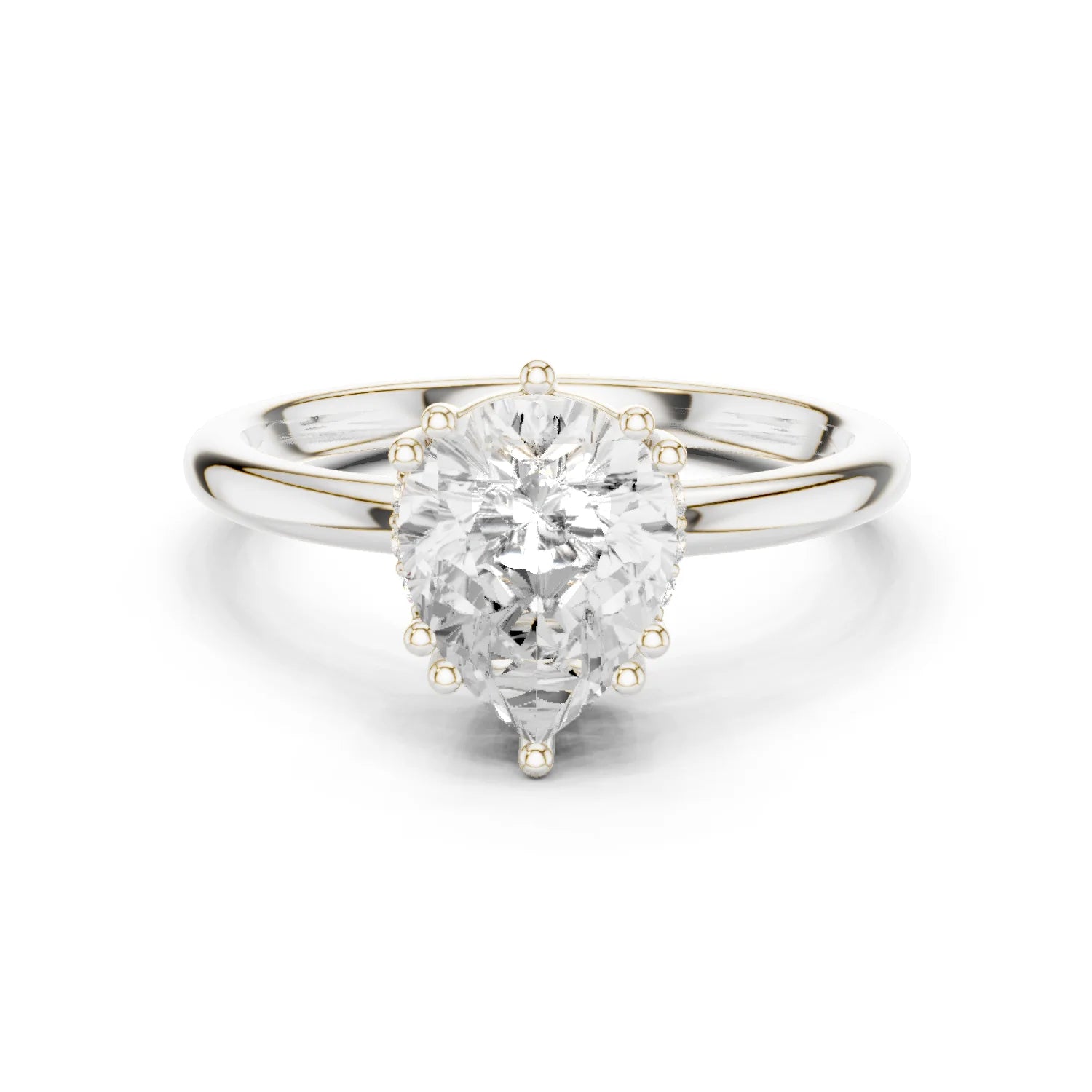 Pear Cut Diamond Solitaire Engagement Ring with Hidden Accent Diamonds