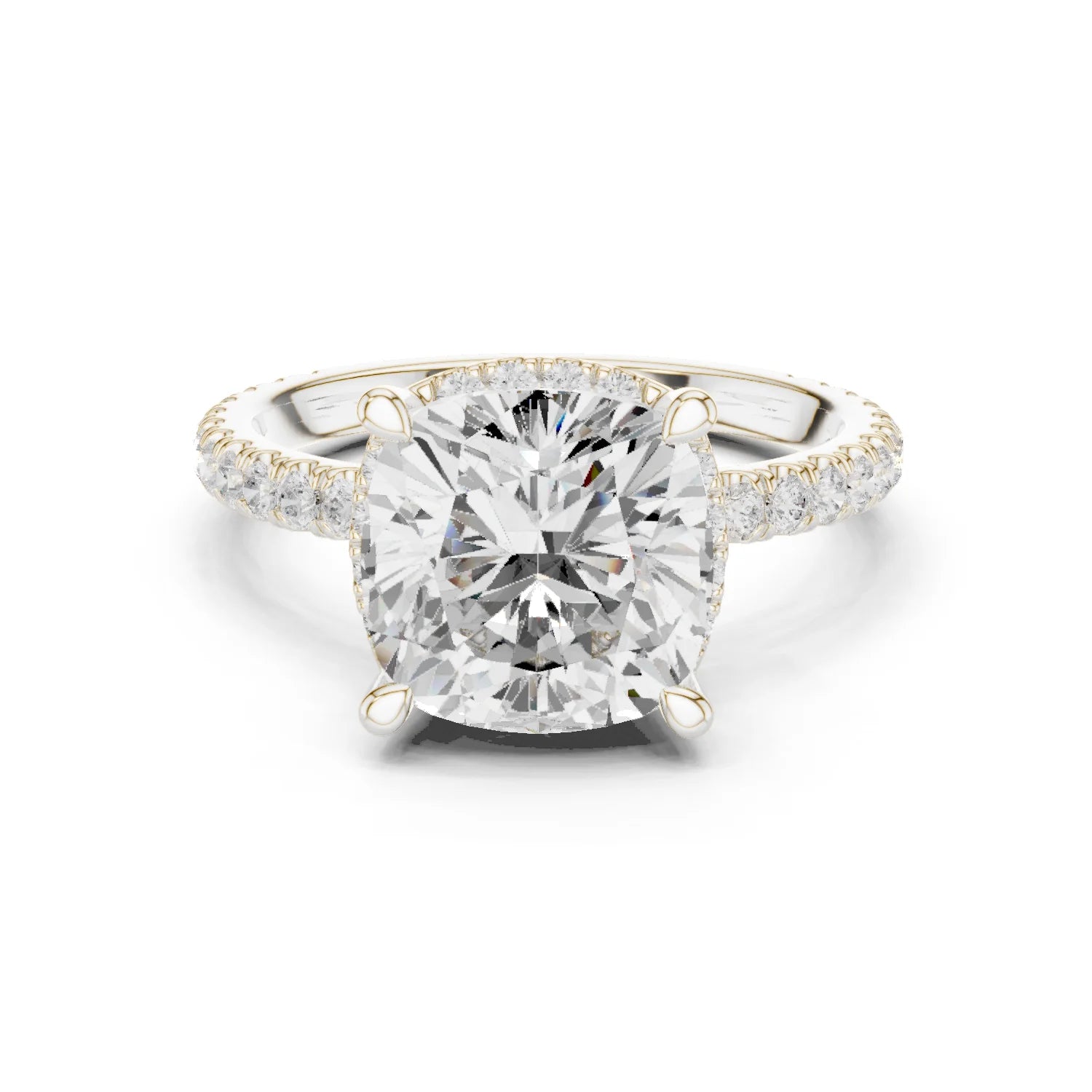 Cushion Diamond Hidden Halo Engagement Ring