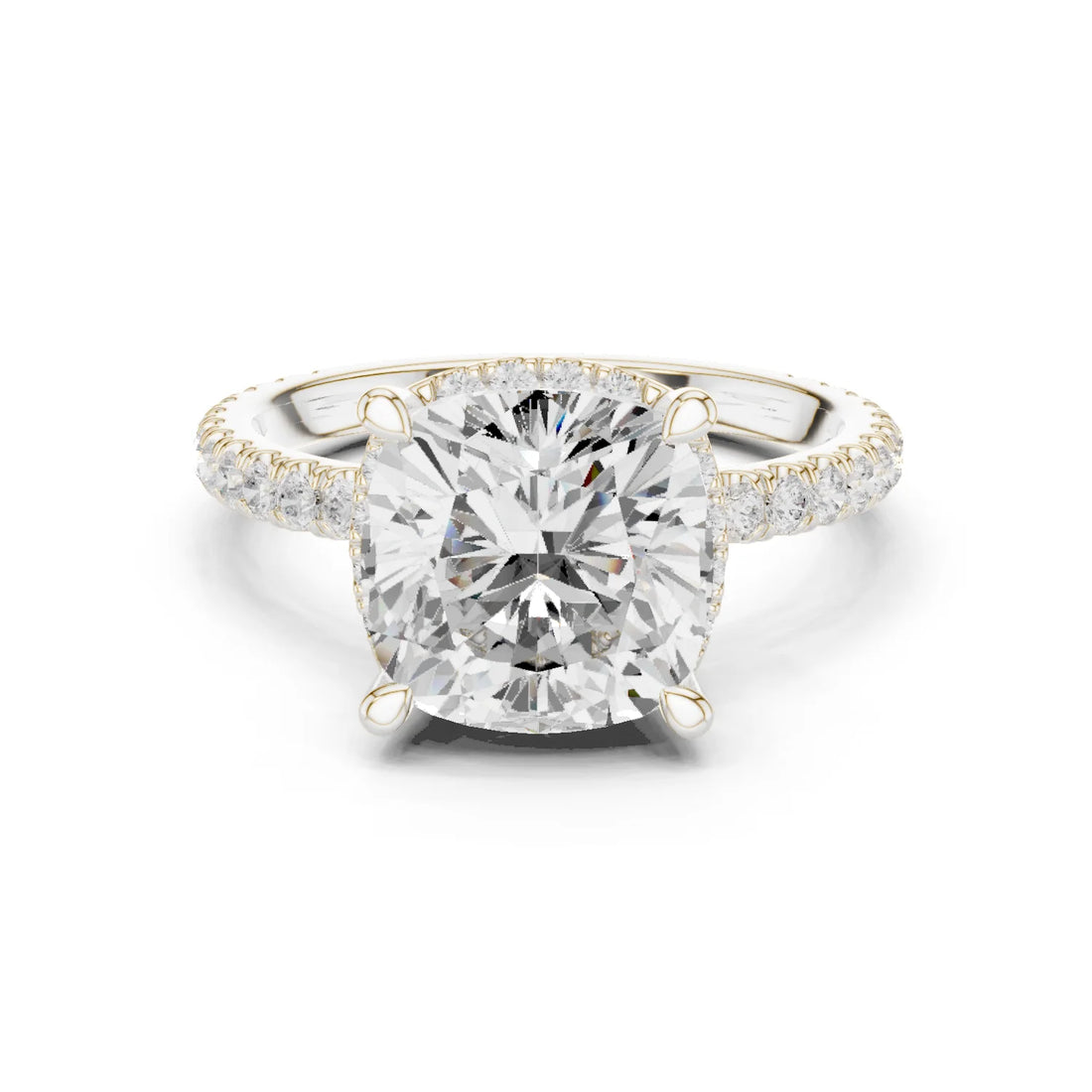 Cushion Diamond Hidden Halo Engagement Ring