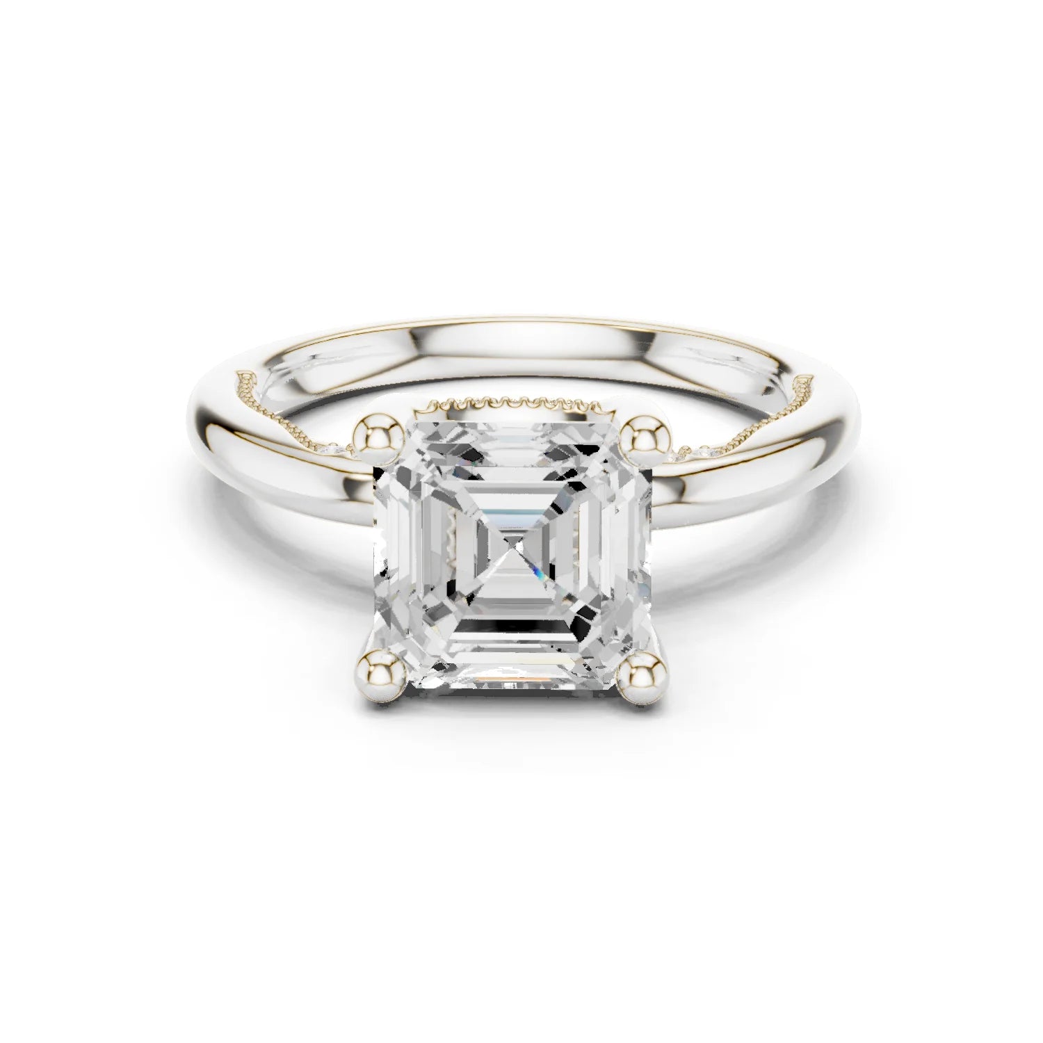 Hidden Halo Asscher Cut Diamond Engagement Ring