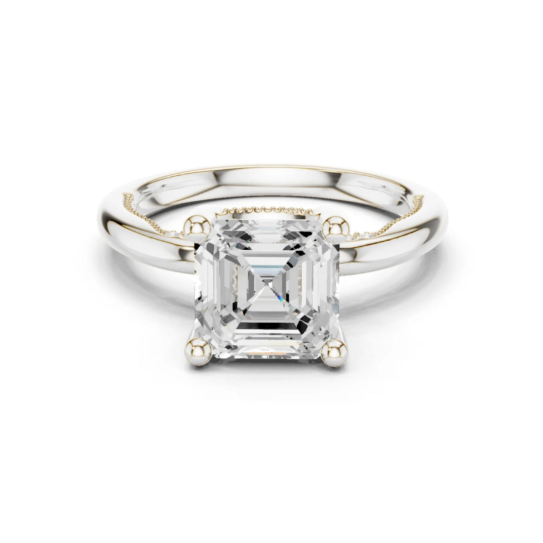 Hidden Halo Asscher Cut Diamond Engagement Ring
