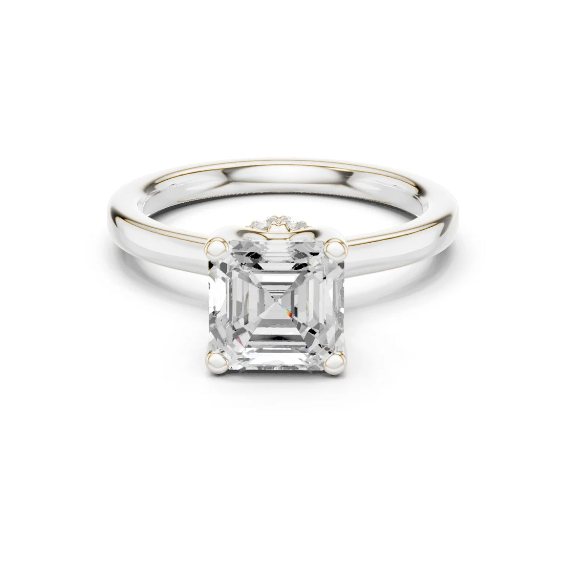 Asscher Shape Diamond Hidden Halo Engagement Ring