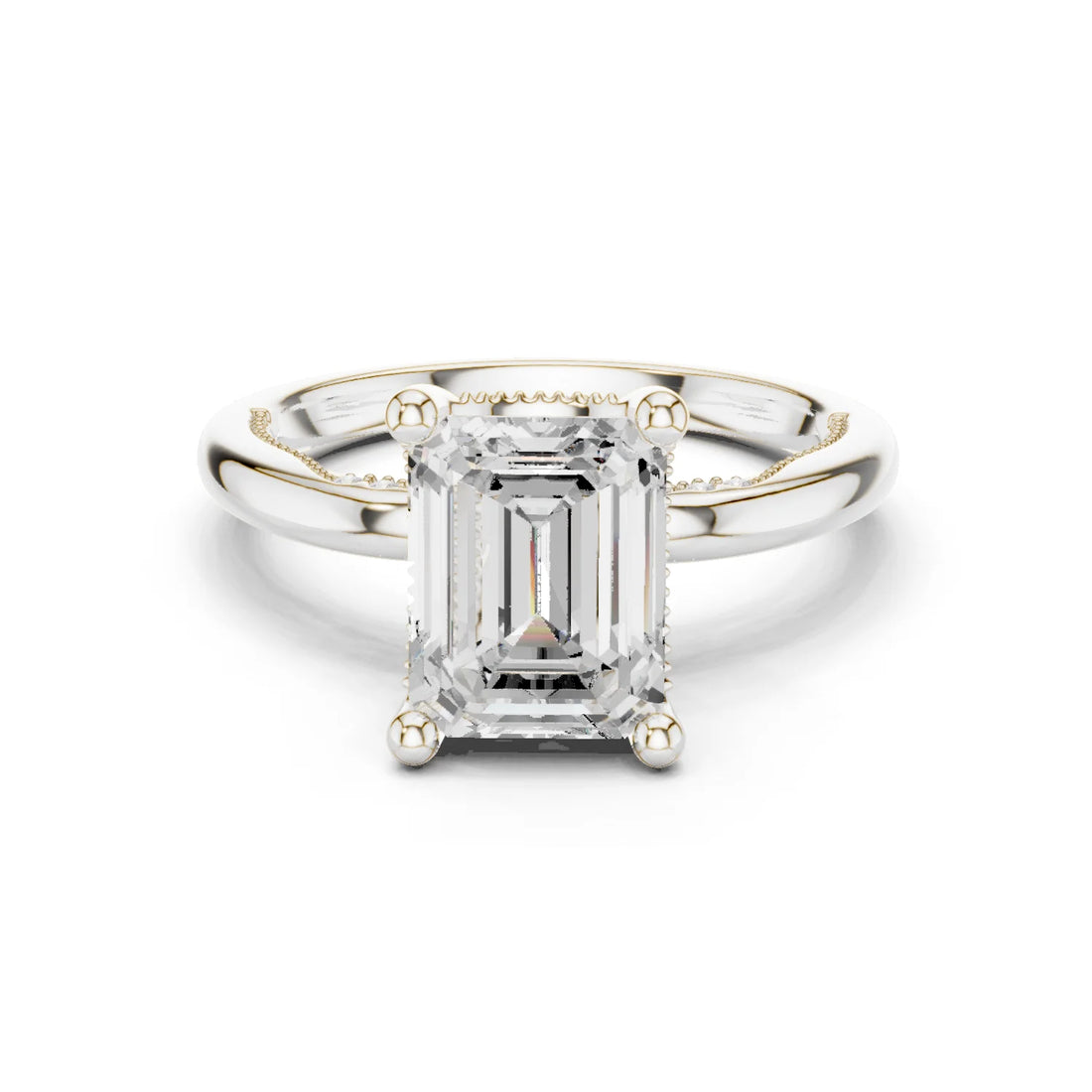 Hidden Halo Emerald Cut Diamond Engagement Ring
