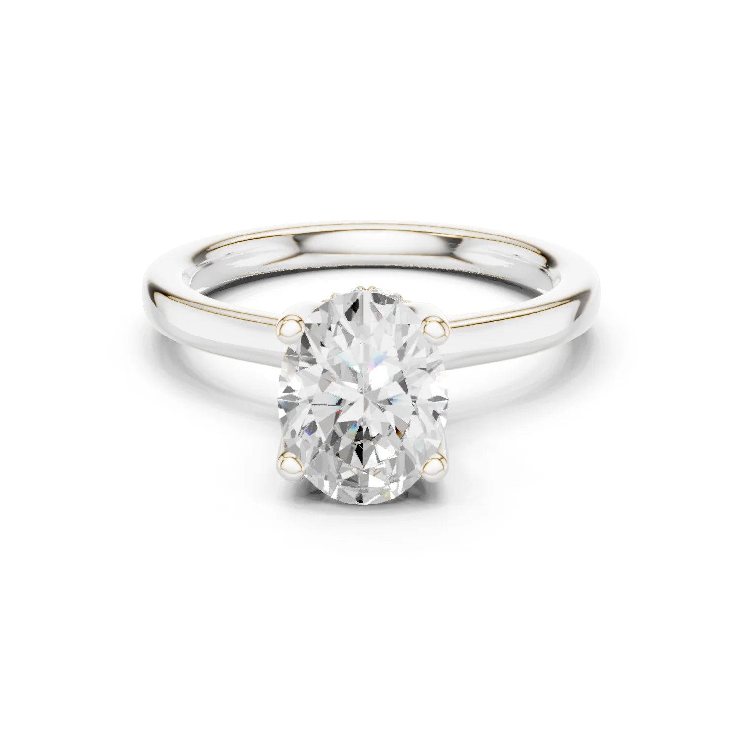 Oval Shape Diamond Hidden Halo Engagement Ring