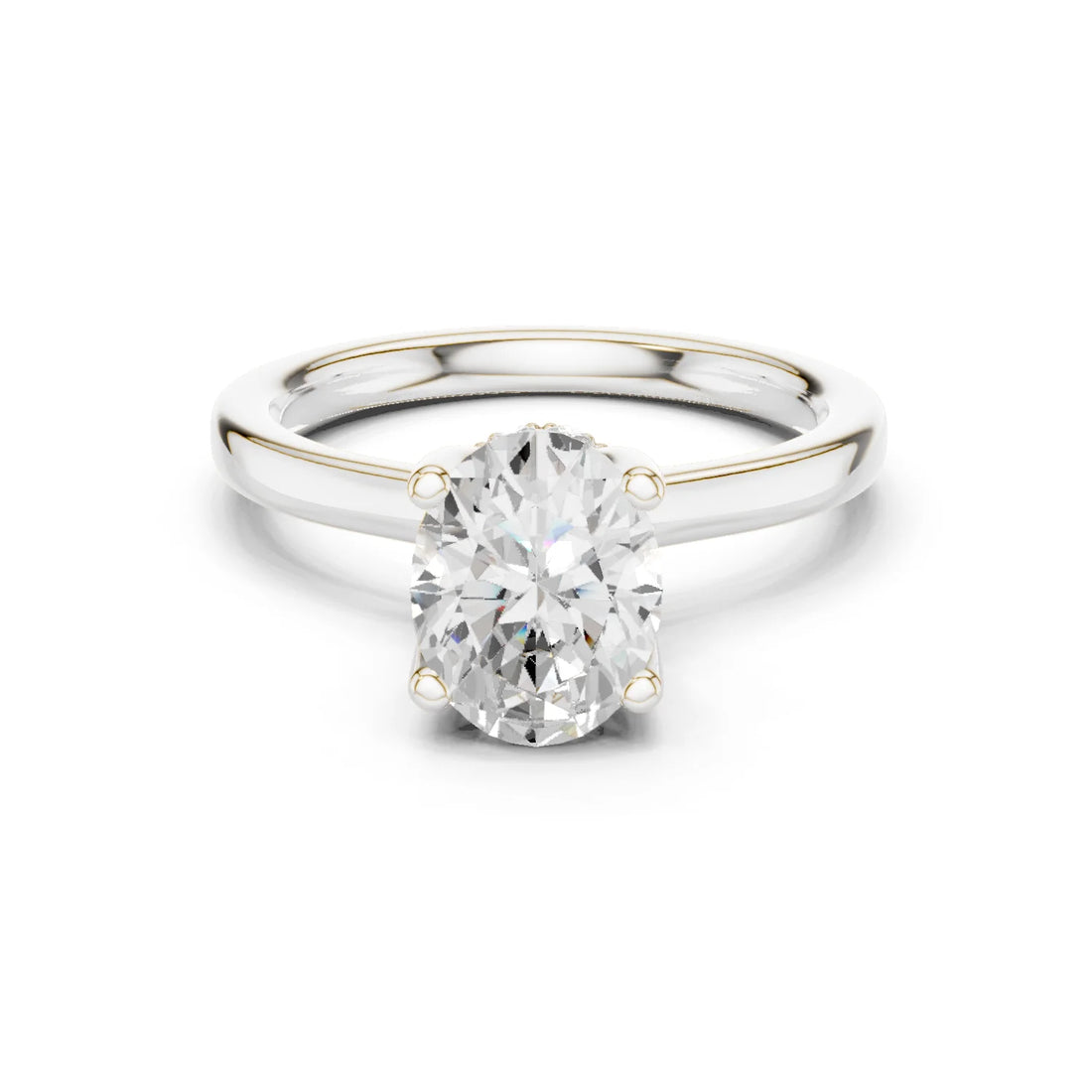 Oval Shape Diamond Hidden Halo Engagement Ring