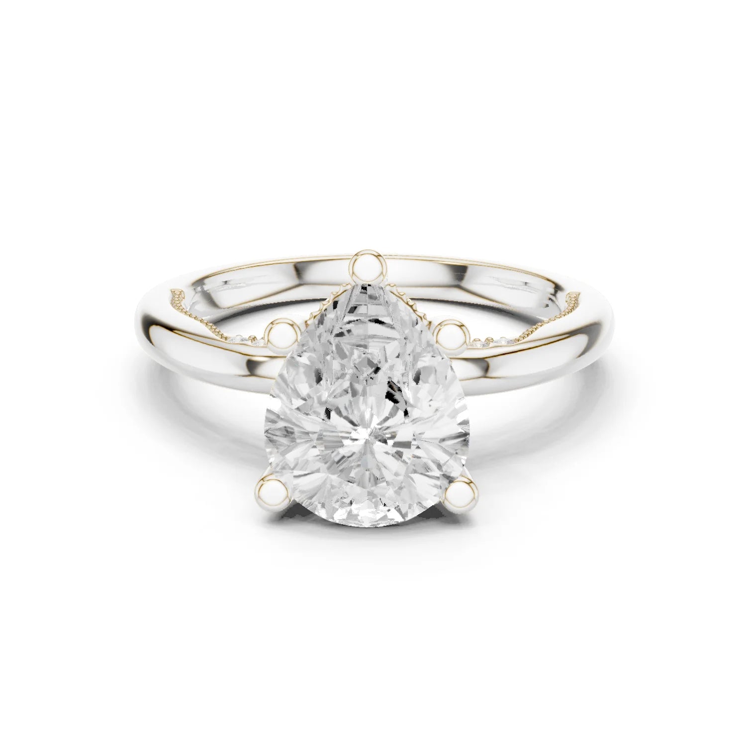 Hidden Halo Pear Cut Diamond Engagement Ring