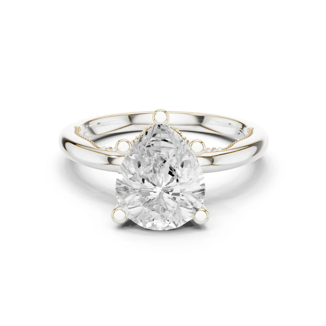 Hidden Halo Pear Cut Diamond Engagement Ring