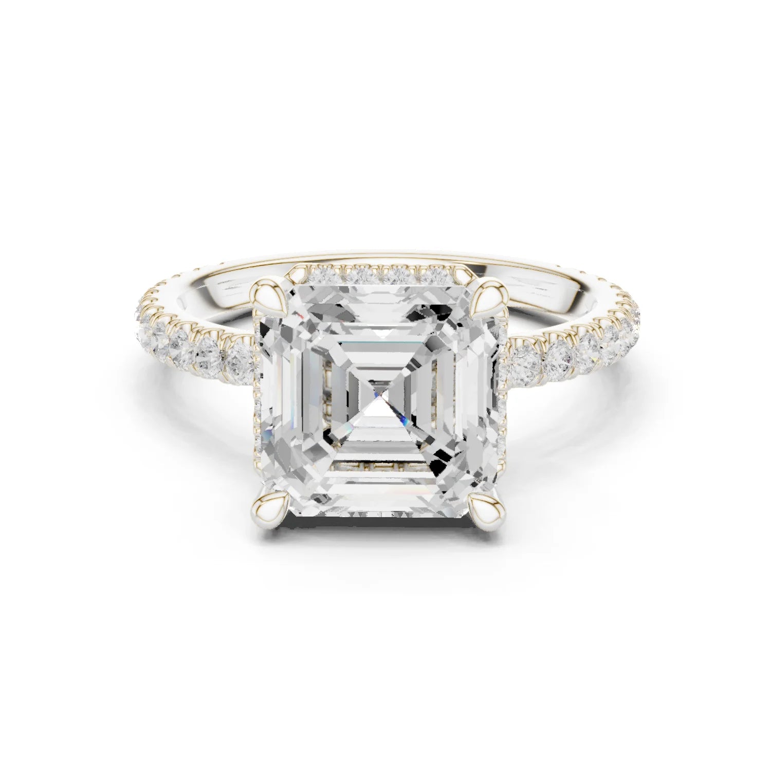 Asscher Diamond Hidden Halo Engagement Ring
