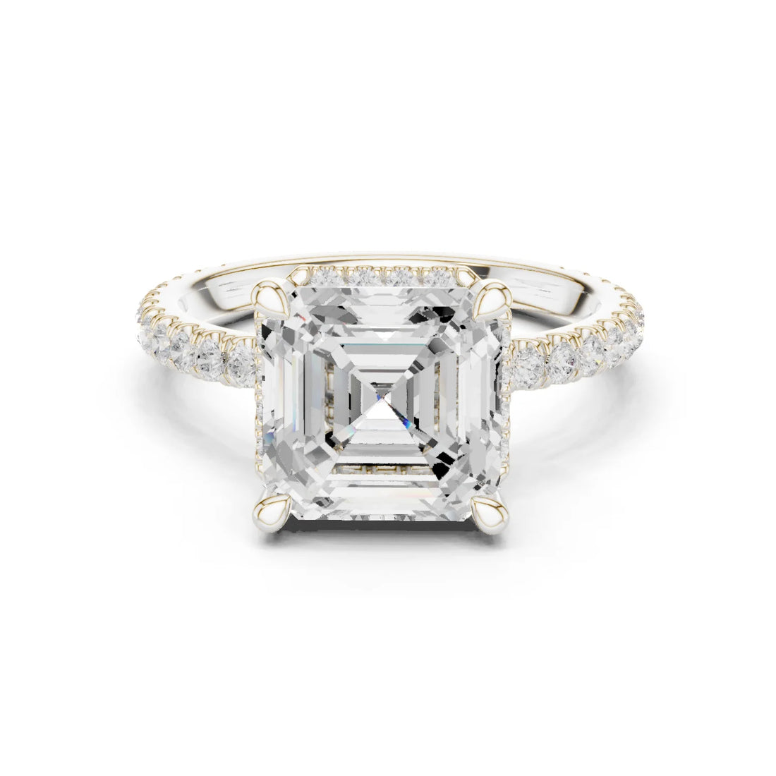 Asscher Diamond Hidden Halo Engagement Ring