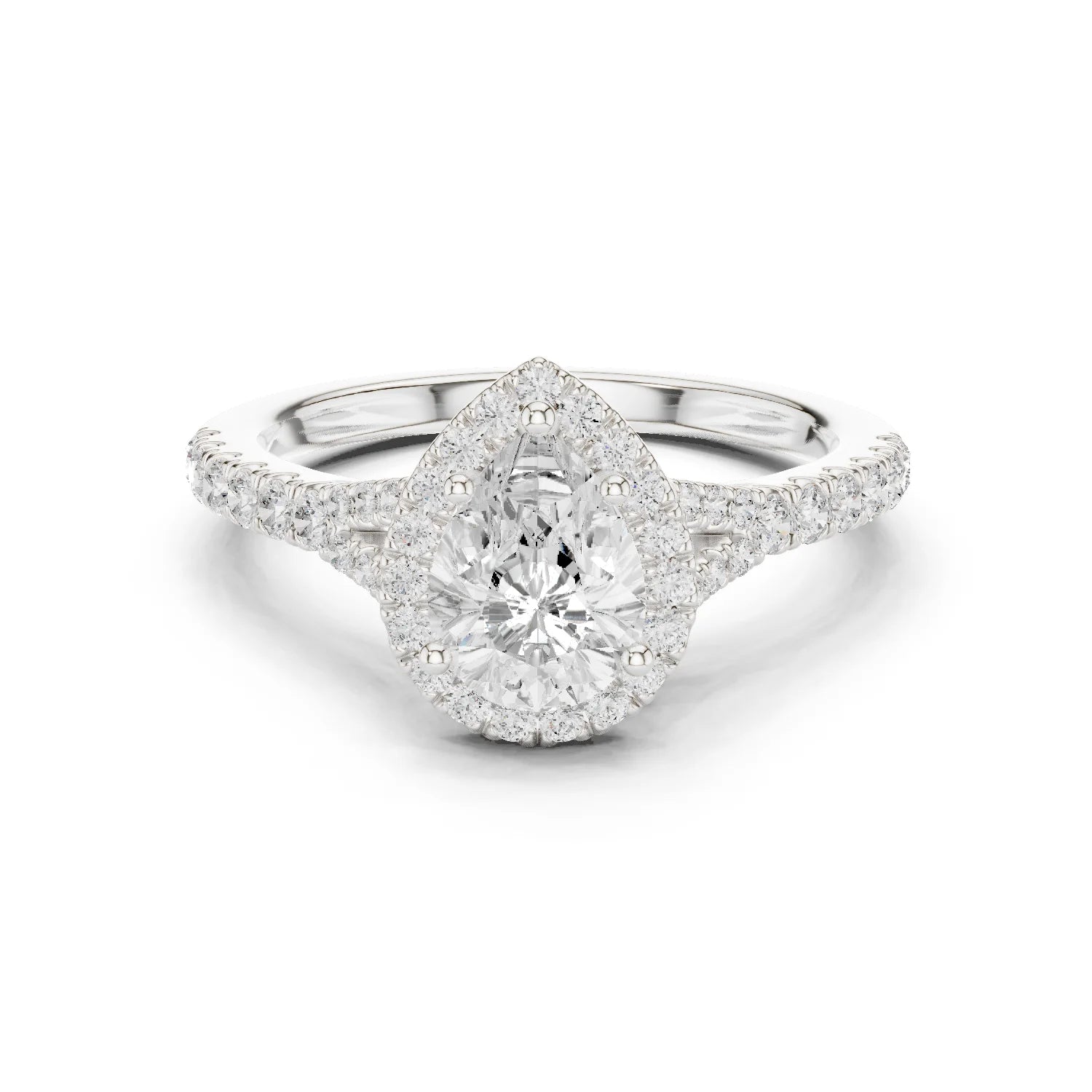 Pear Cut Diamond Halo Engagement Ring