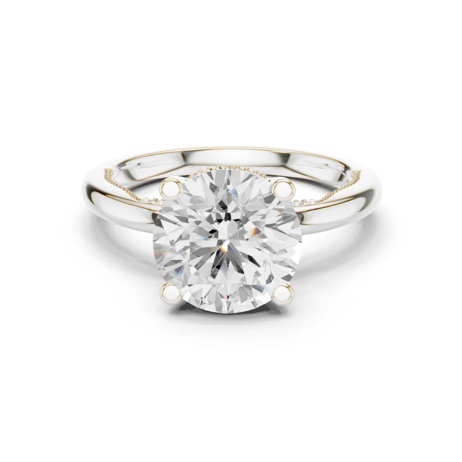 Hidden Halo Round Cut Diamond Engagement Ring