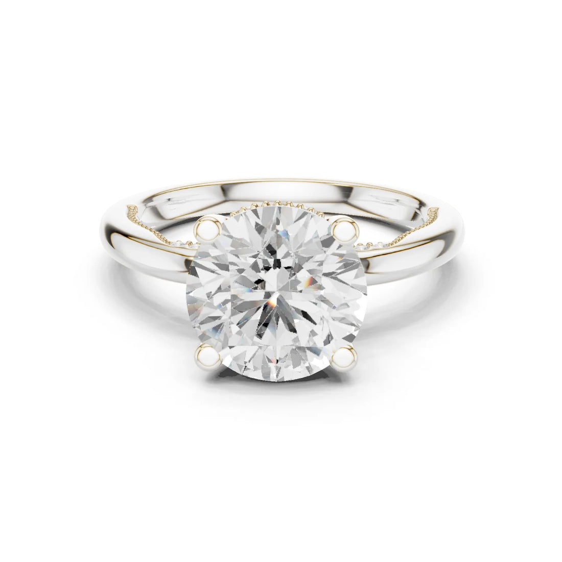 Hidden Halo Round Cut Diamond Engagement Ring