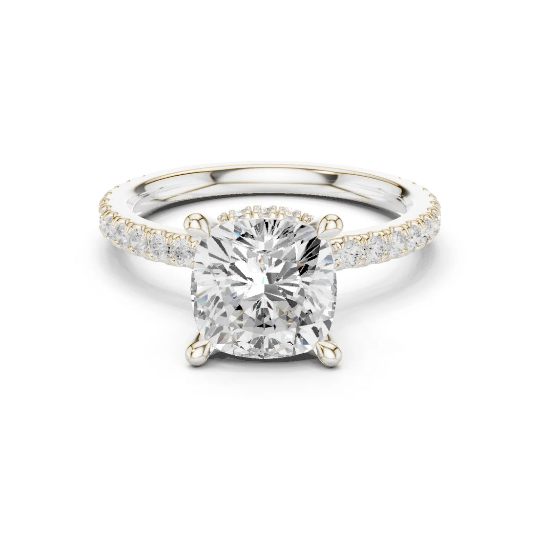Cushion Cut Diamond Double Hidden Halo Engagement Ring