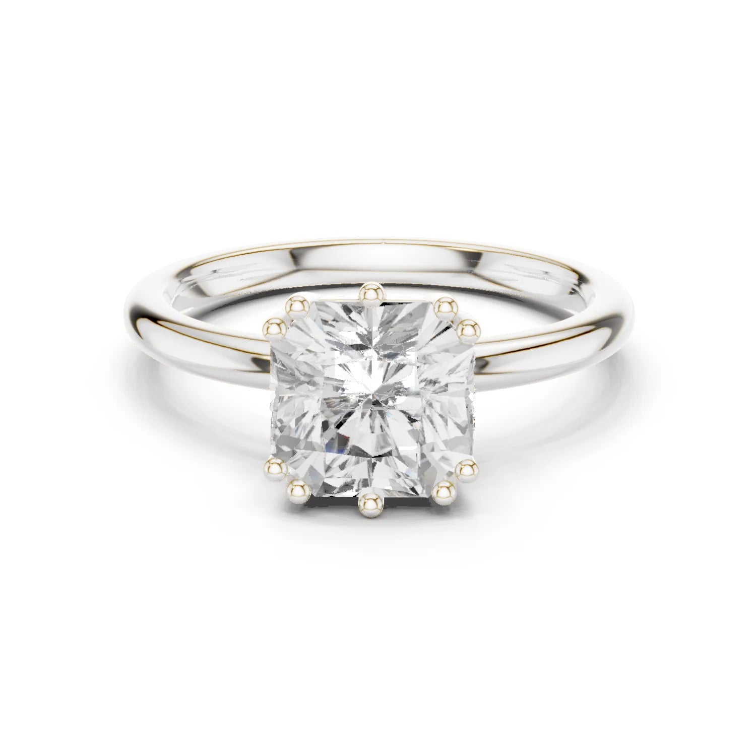 Asscher Cut Diamond Solitaire Engagement Ring with Hidden Accent Diamonds