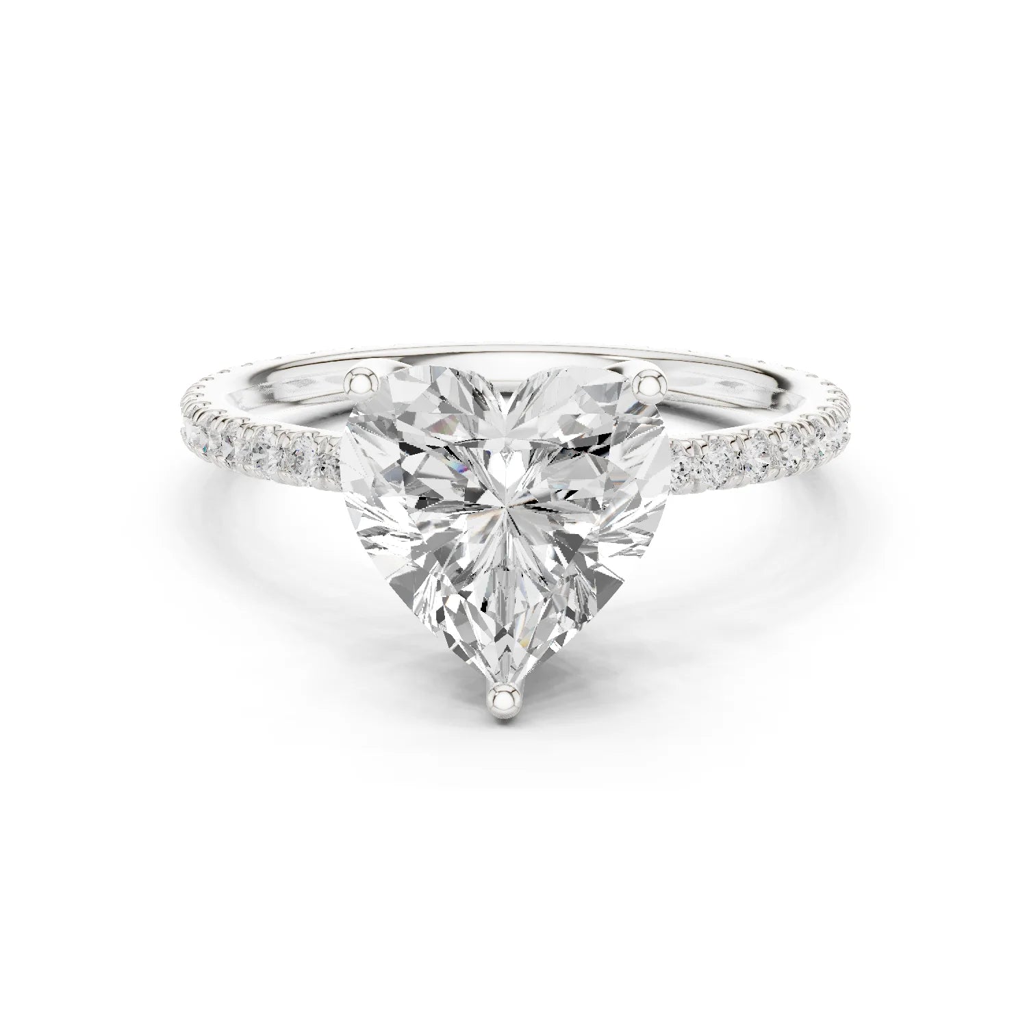 Heart Shape Diamond Pave Band Engagement Ring